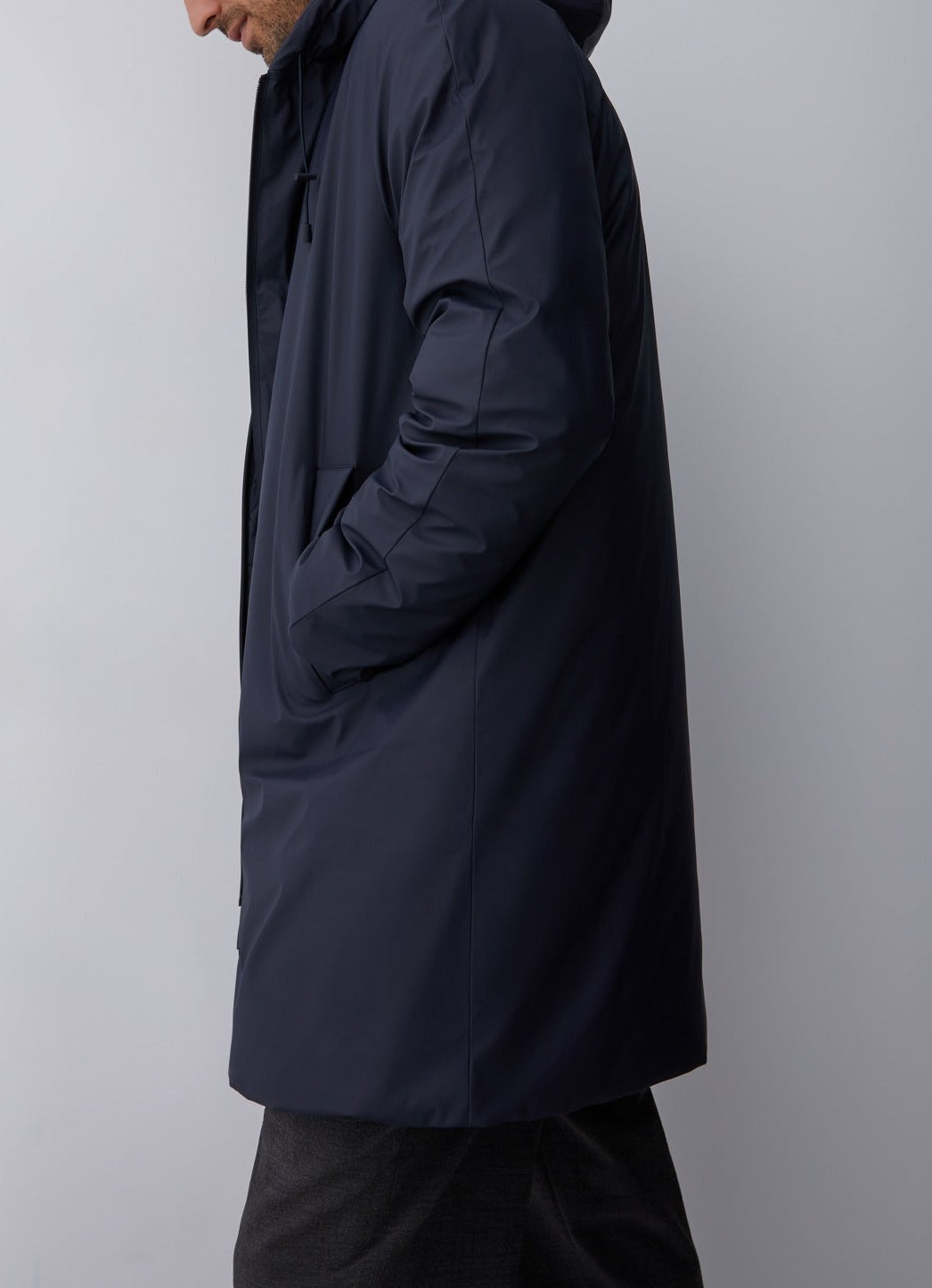 Navy Blue Padded And Gummed Parka
