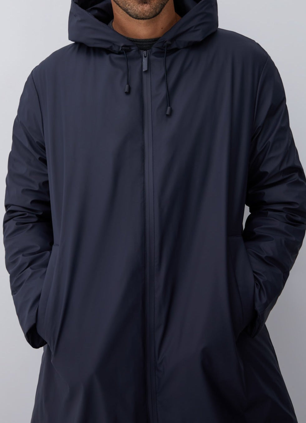Navy Blue Padded And Gummed Parka