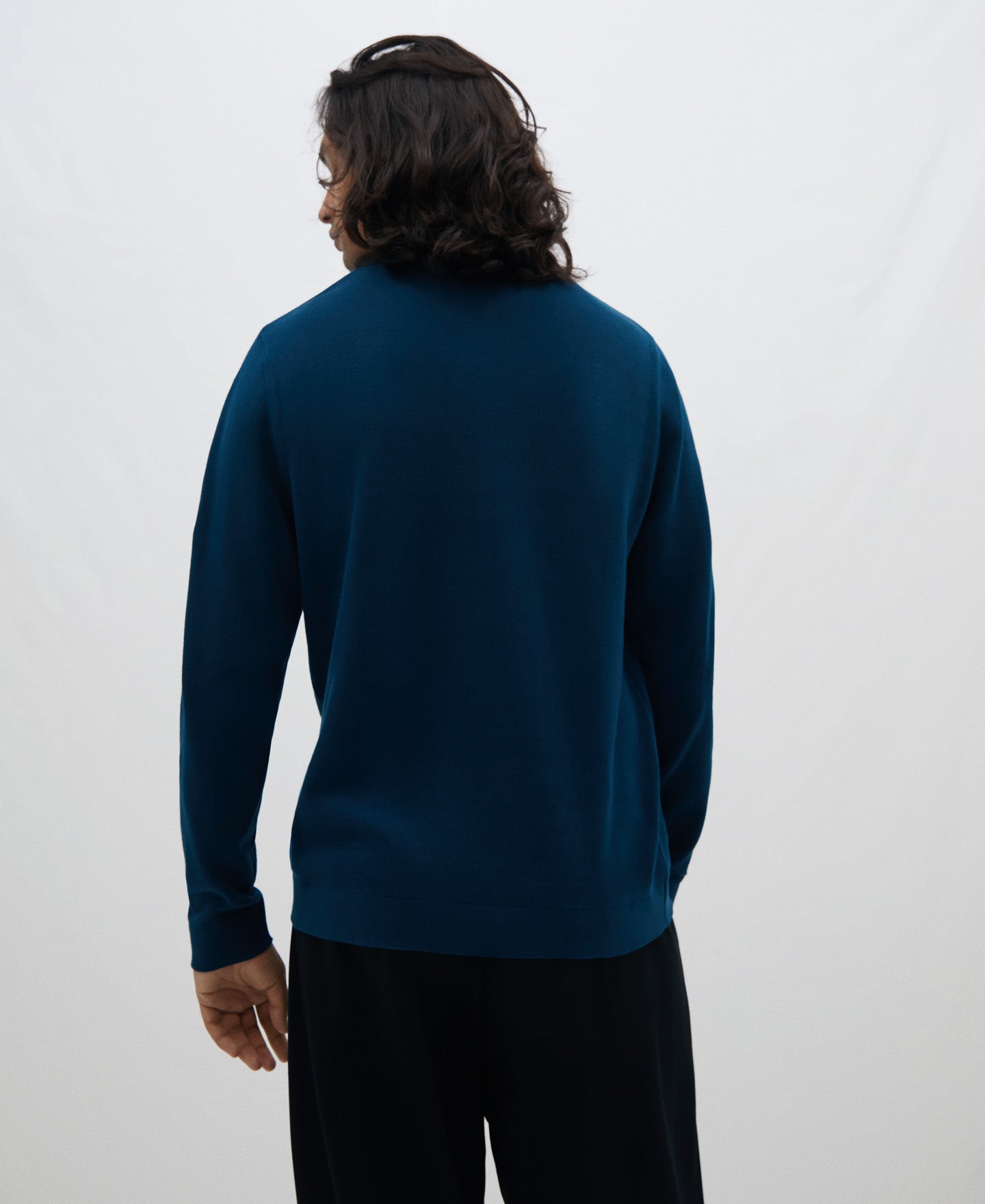 Blue Long Sleeve Cotton Polo Shirt