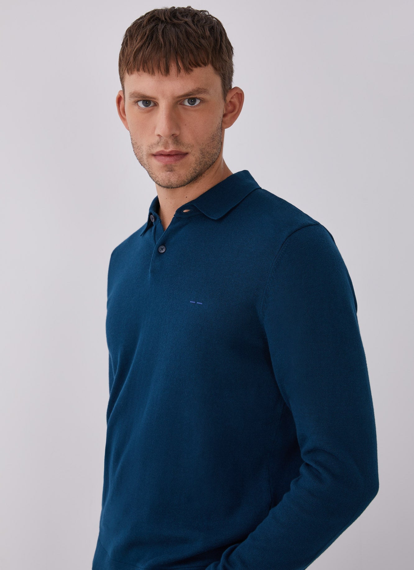 Lagoon Long Sleeve Cotton Polo Shirt