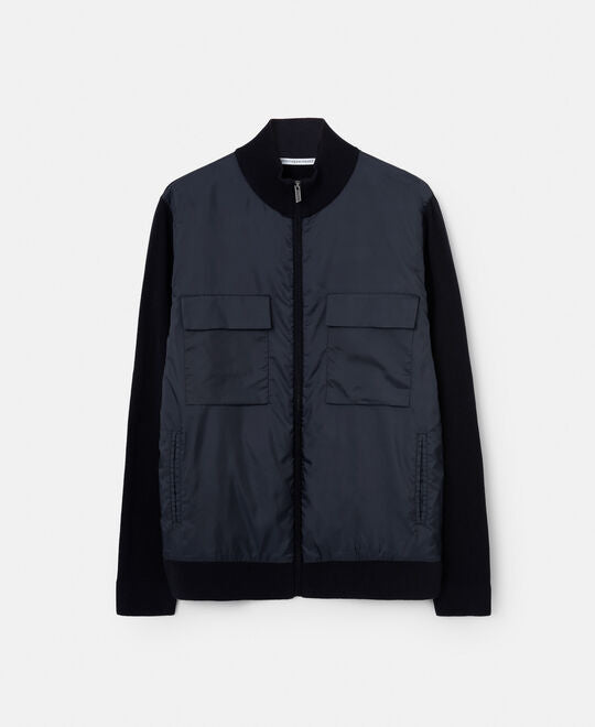 Navy Blue Cardigan In Cotton With Pockets