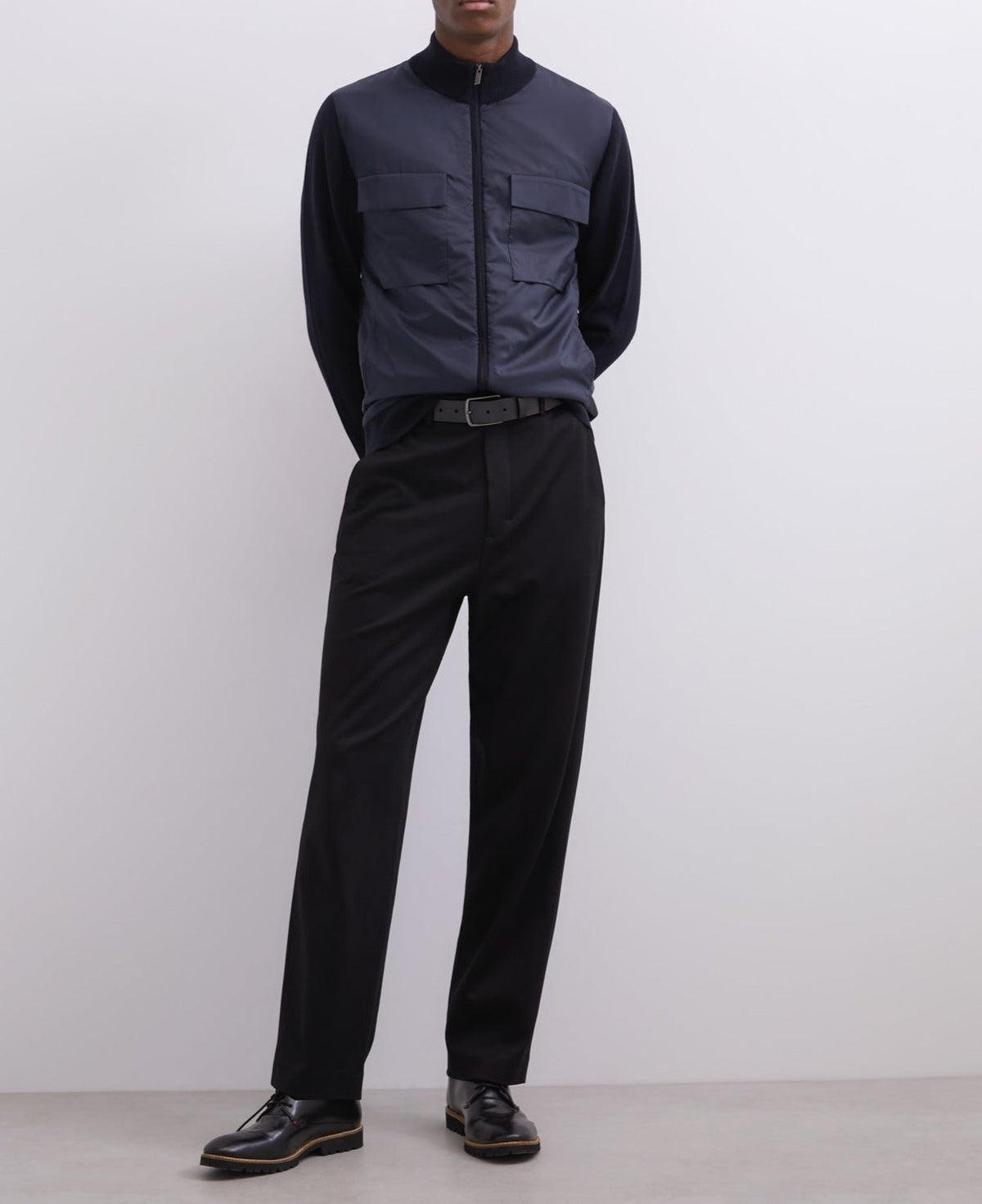 Navy Blue Cardigan In Cotton With Pockets