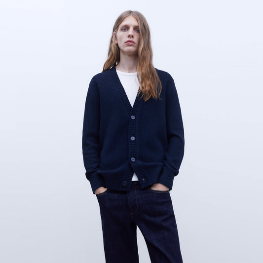 Elegant Navy Cotton Cardigan