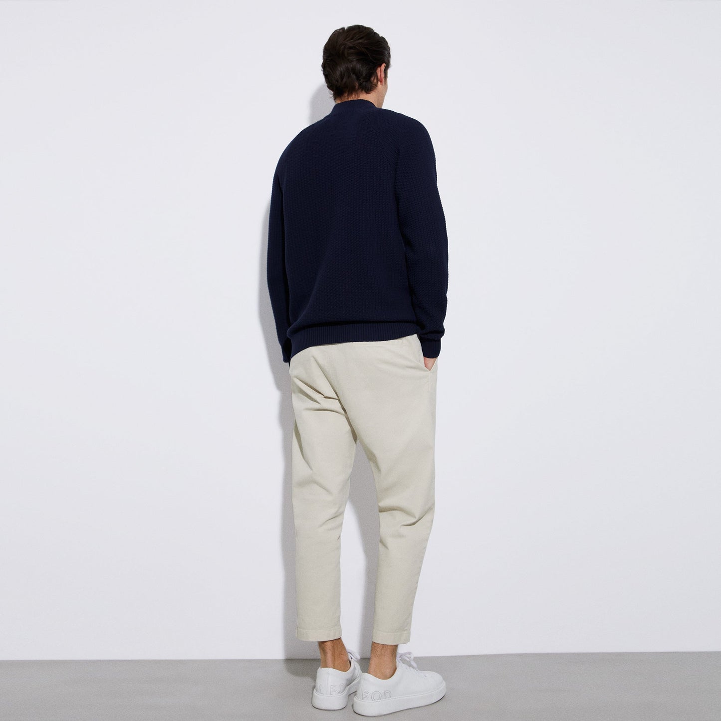 Navyblue Crew Neck Jacket With Central Zip