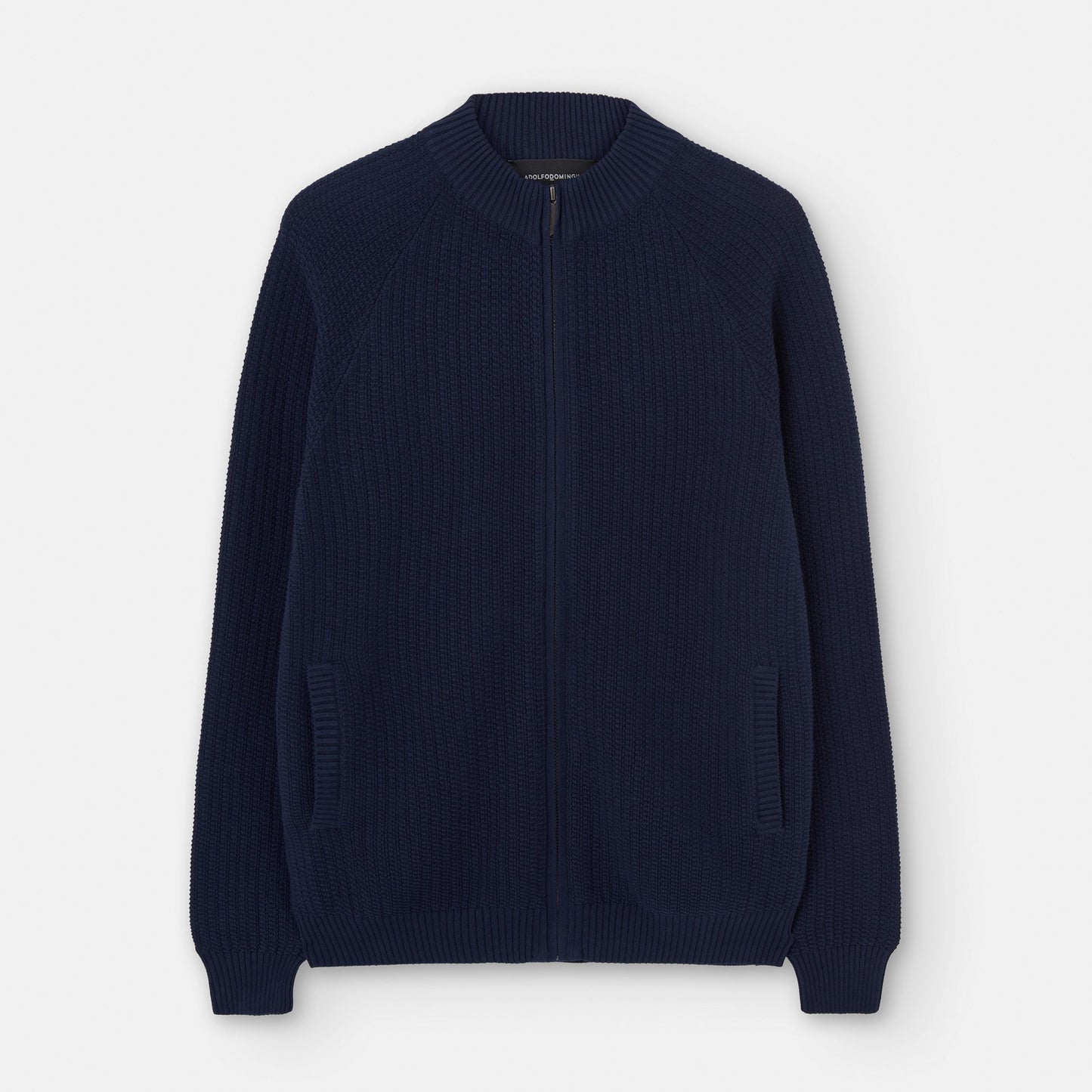 Navyblue Crew Neck Jacket With Central Zip