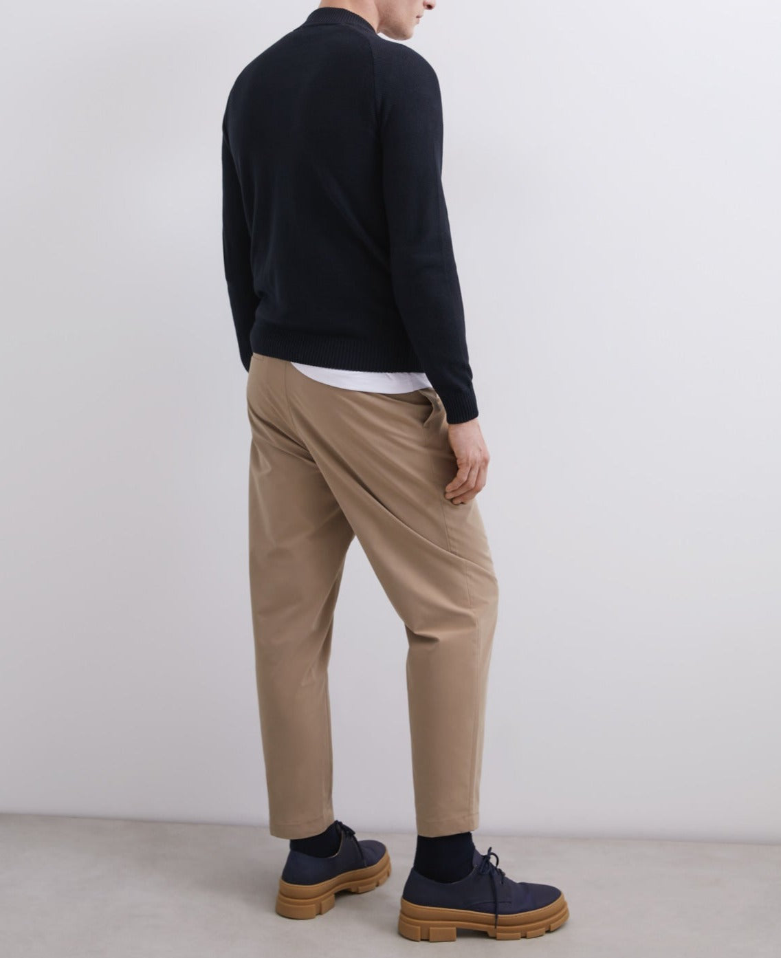 Navy Blue Varsity Cardigan With Zip Closure