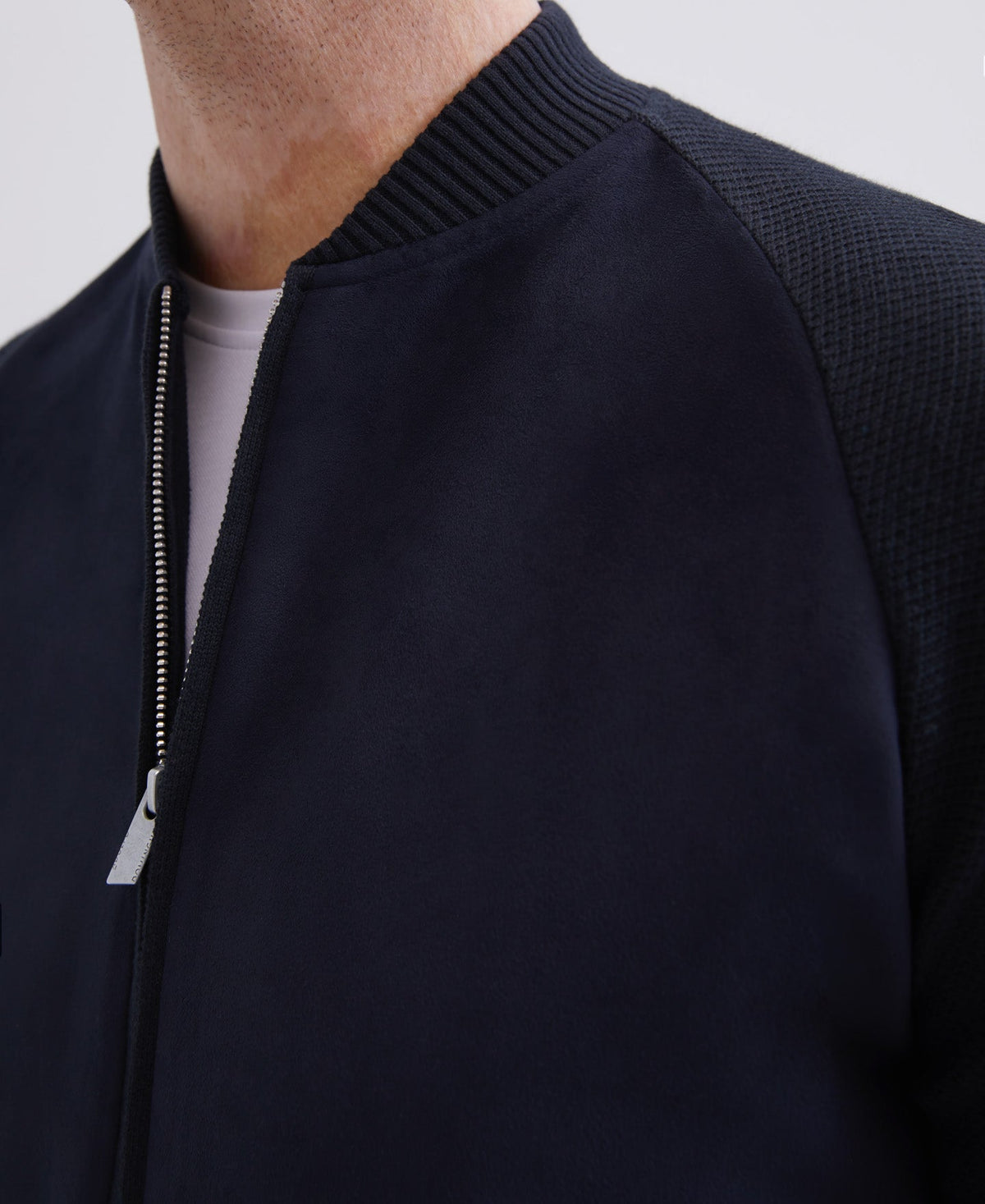 Navy Blue Varsity Cardigan With Zip Closure