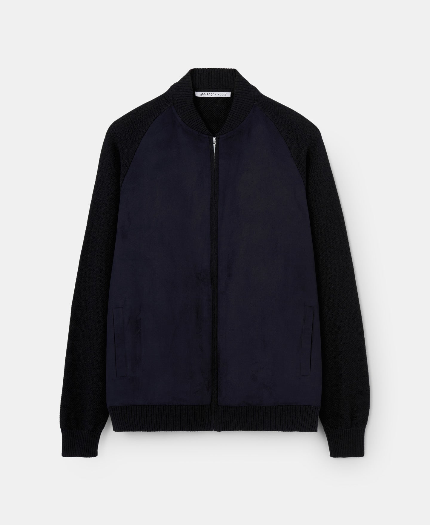 Navy Blue Varsity Cardigan With Zip Closure