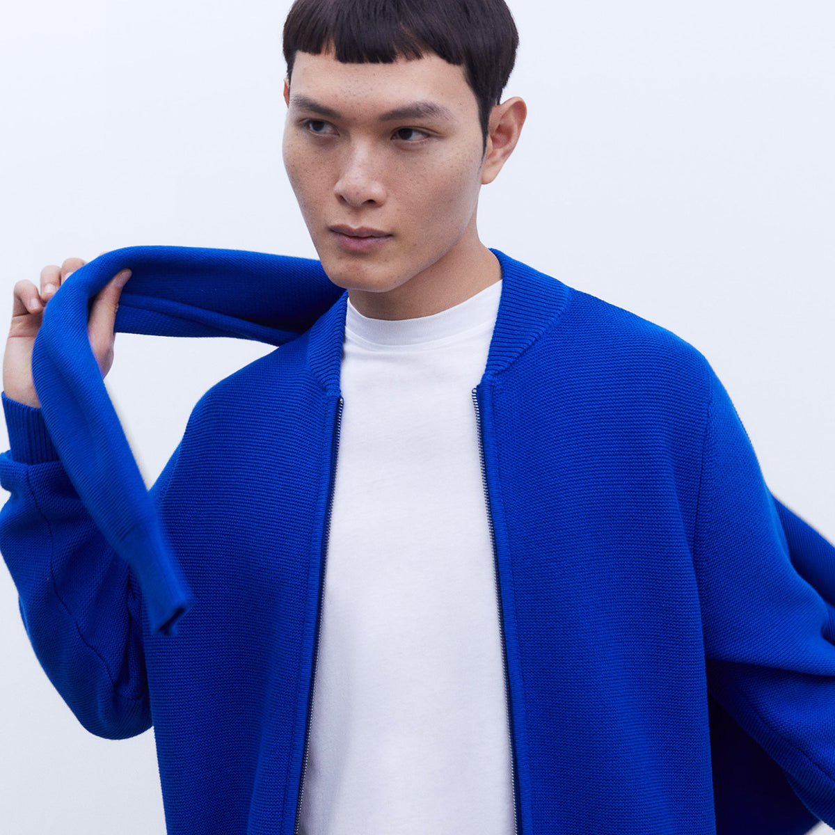 Cobalt Knit Bomber