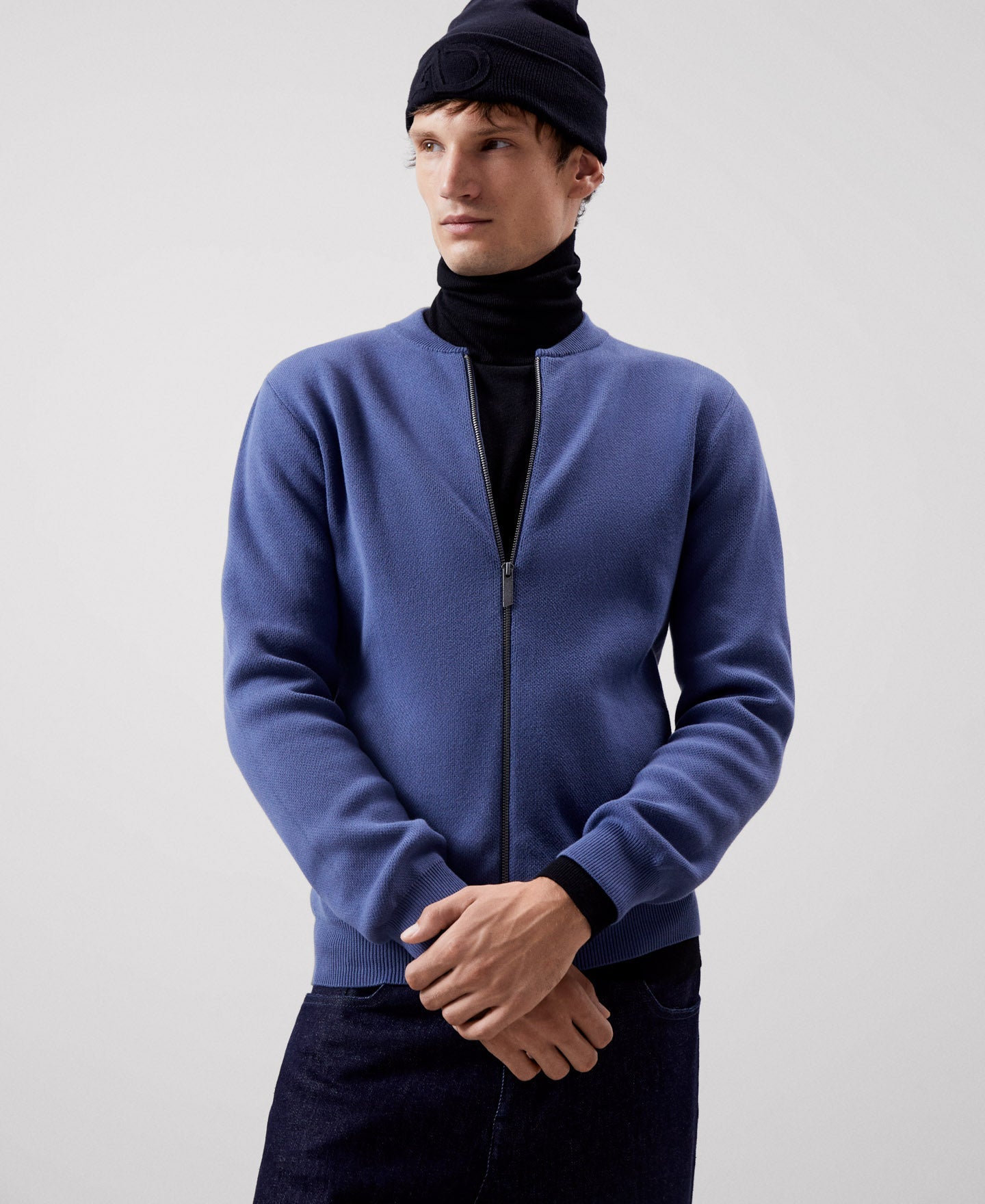 Grey/Blue Organic Cotton Bomber Jacket