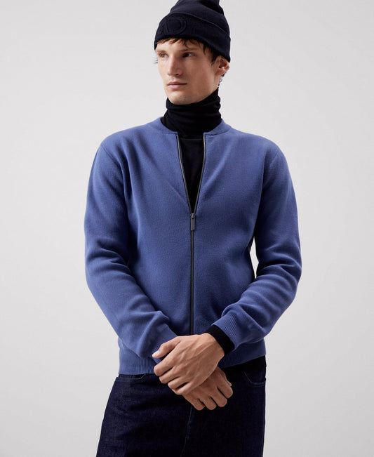 Grey/Blue Organic Cotton Bomber Jacket