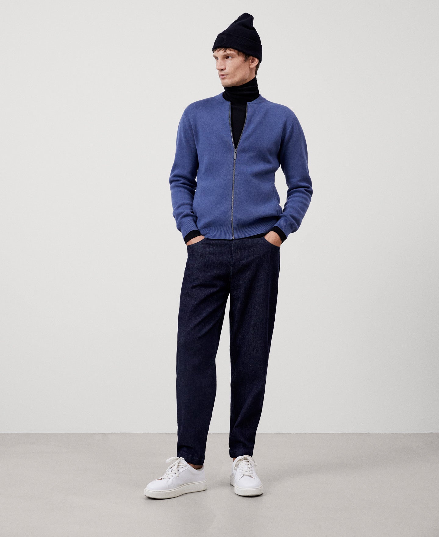 Grey/Blue Organic Cotton Bomber Jacket