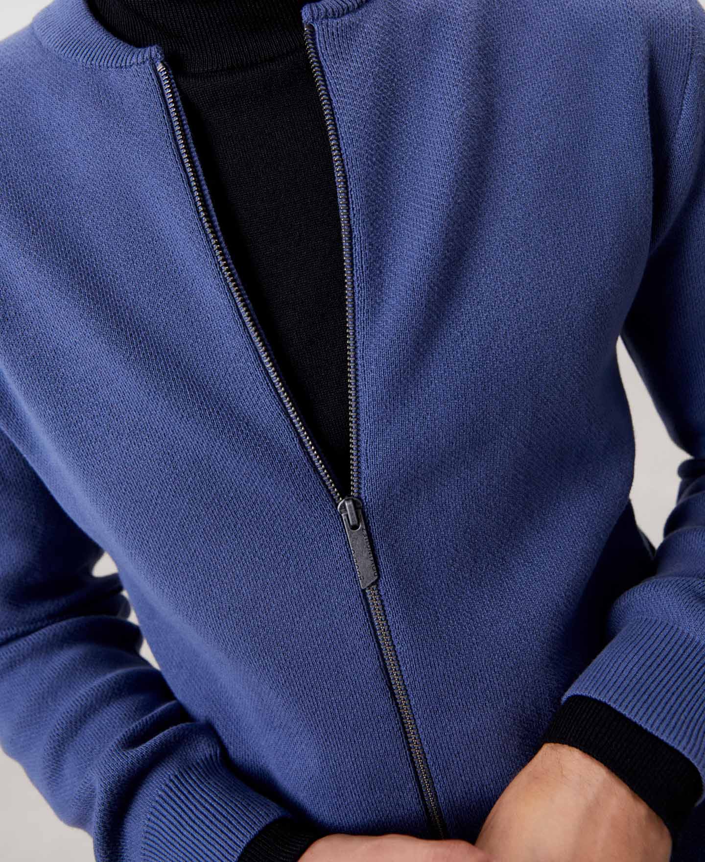 Grey/Blue Organic Cotton Bomber Jacket