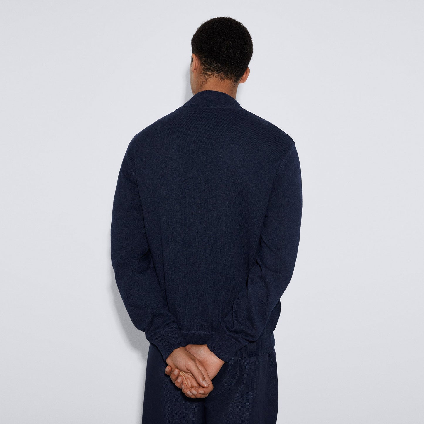 Navyblue Knitted Jacket In Linen And Cotton