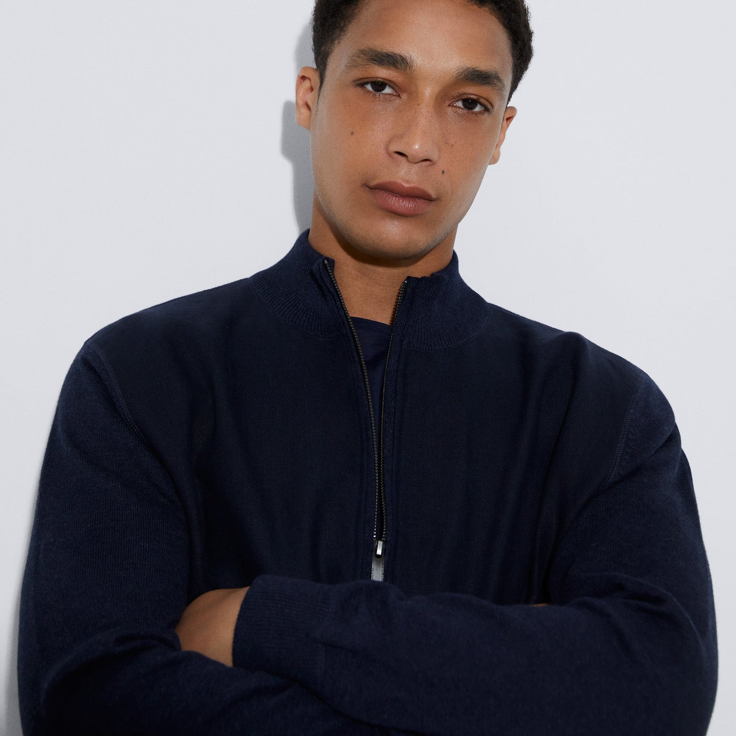 Navyblue Knitted Jacket In Linen And Cotton