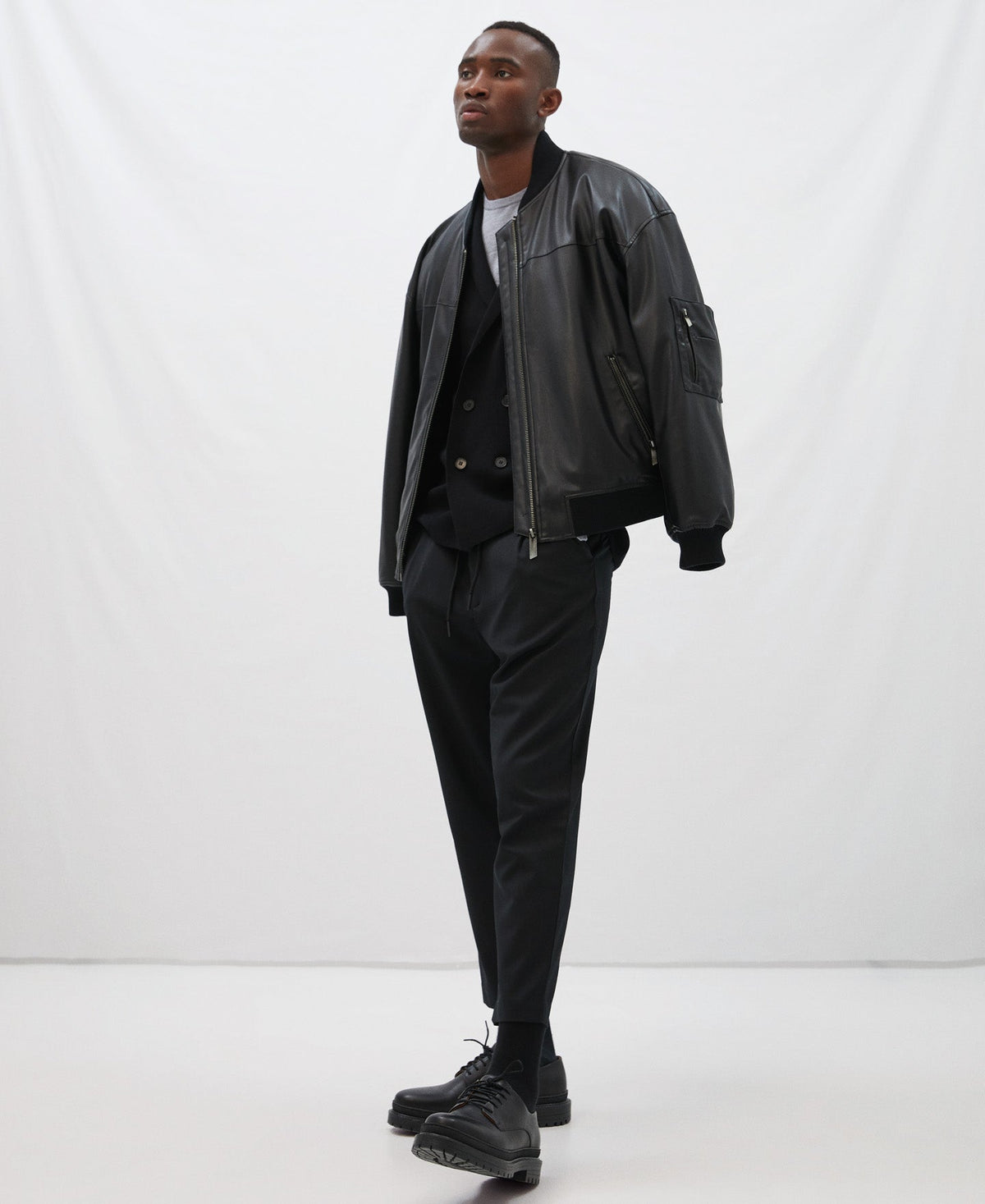 Black Cotton Knit Blazer