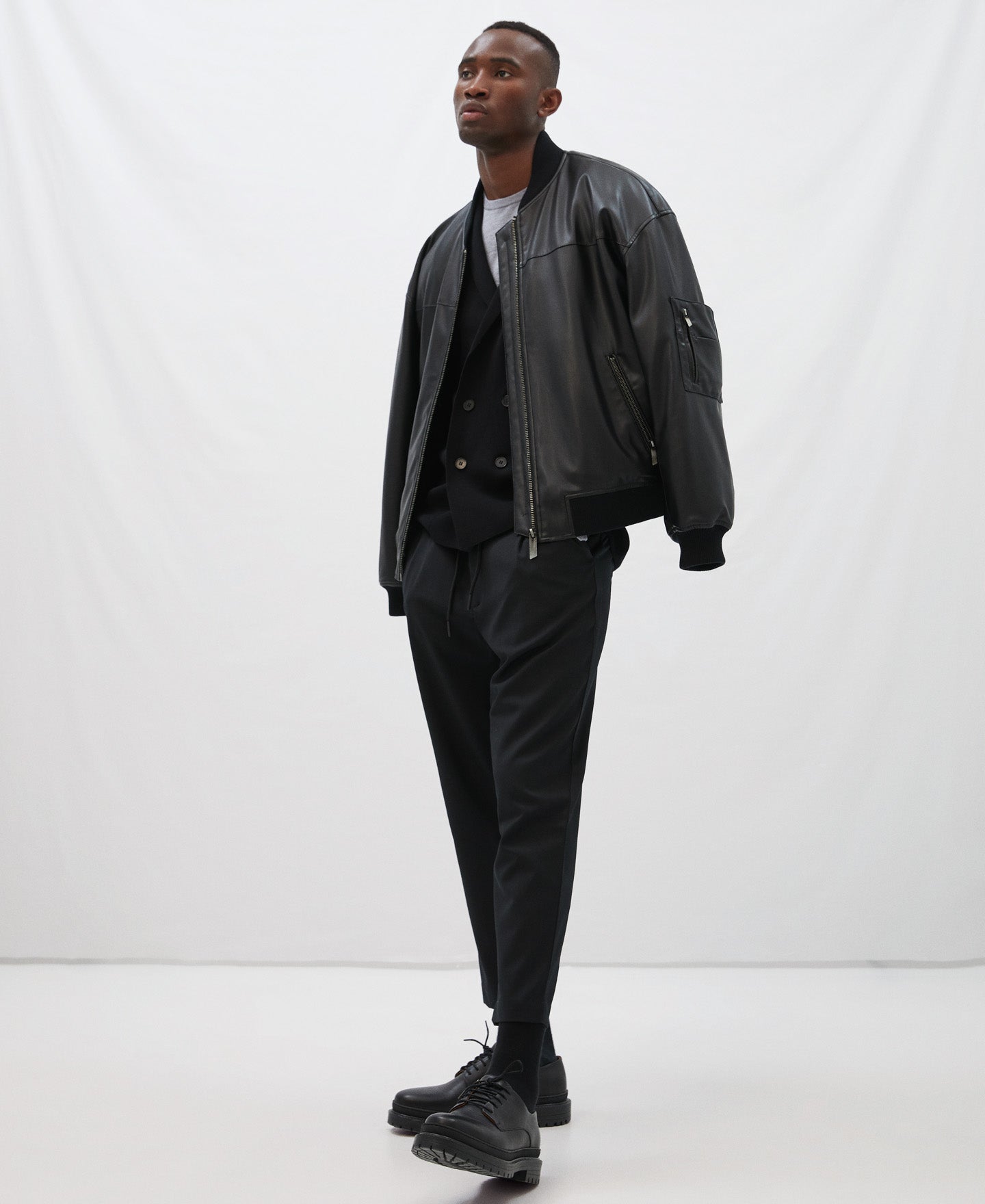 Black Cotton Knit Blazer