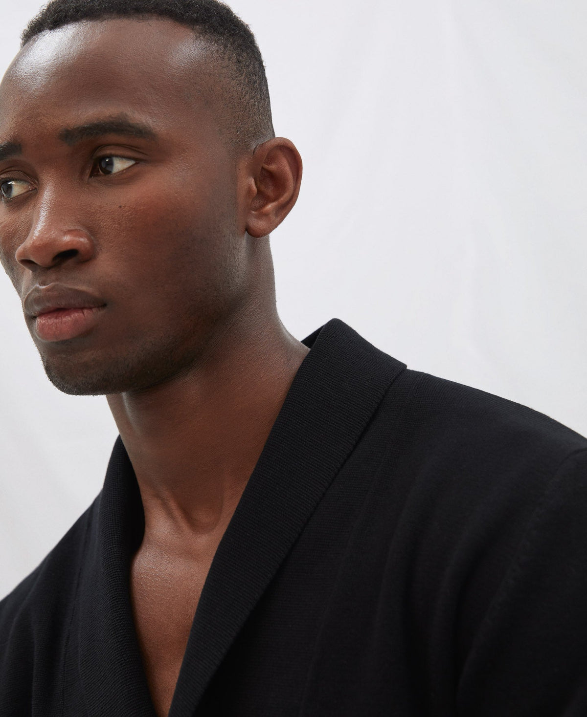 Black Cotton Knit Blazer