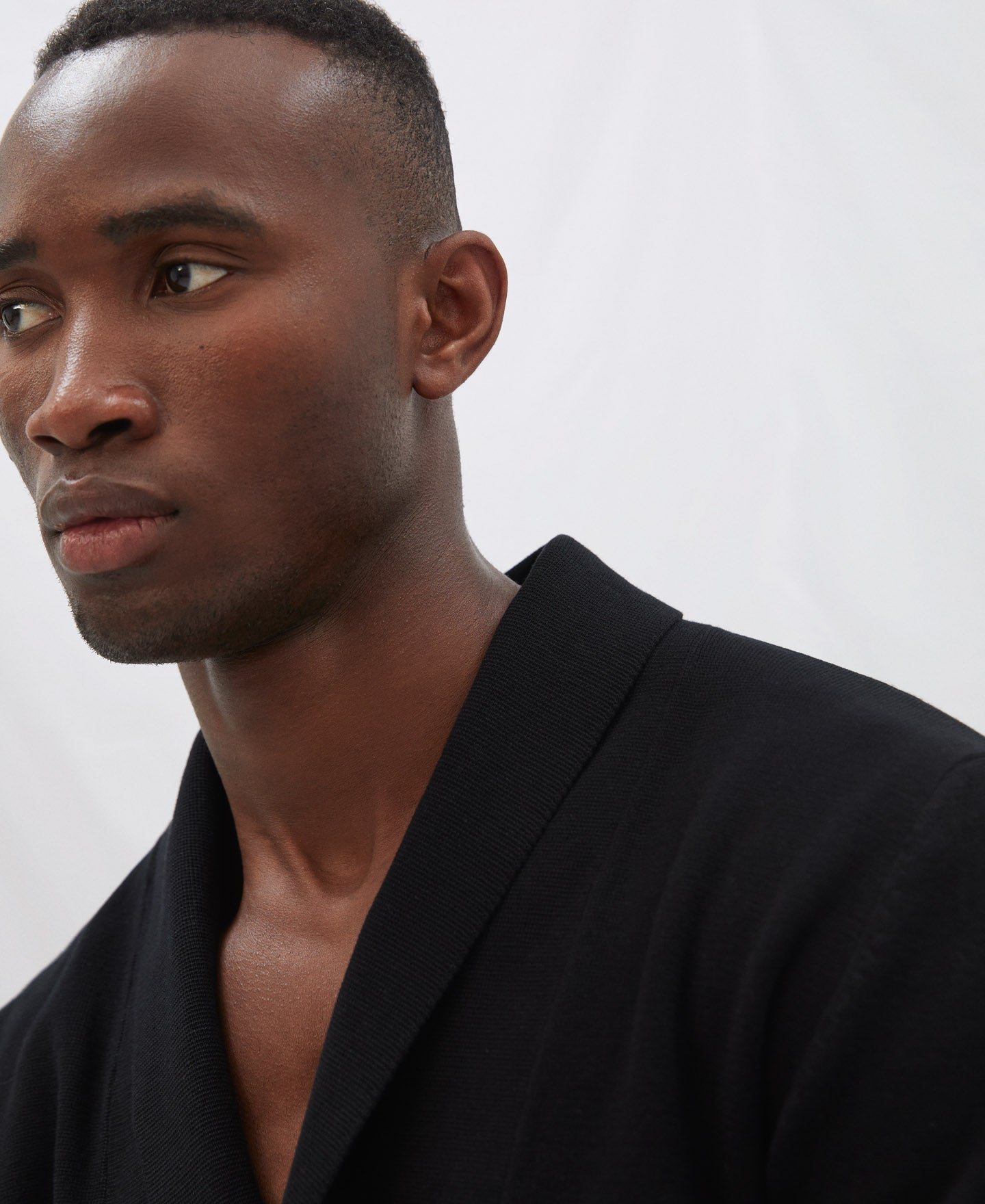Black Cotton Knit Blazer