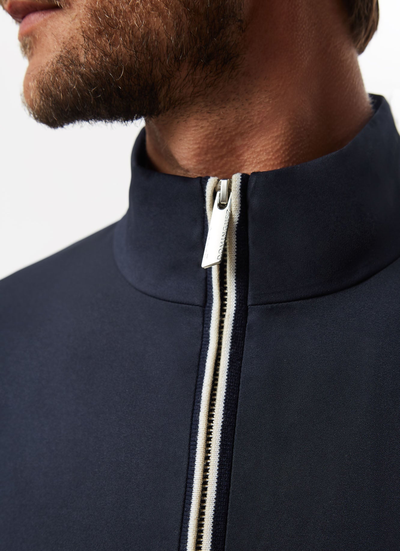 Navy Blue Cardigan With Nylon Fron