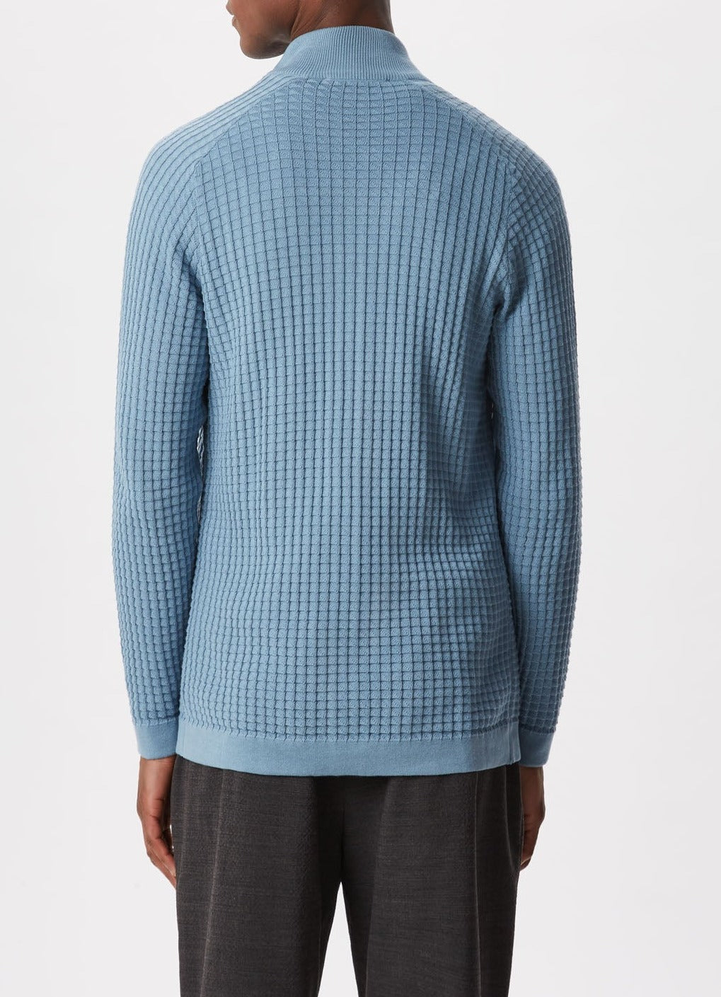 Light Blue Textured Cotton Cardigan