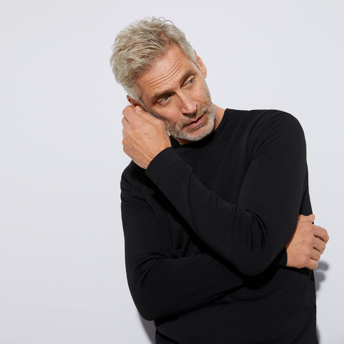 Black Viscose & Recycled Nylon Knitted Sweater