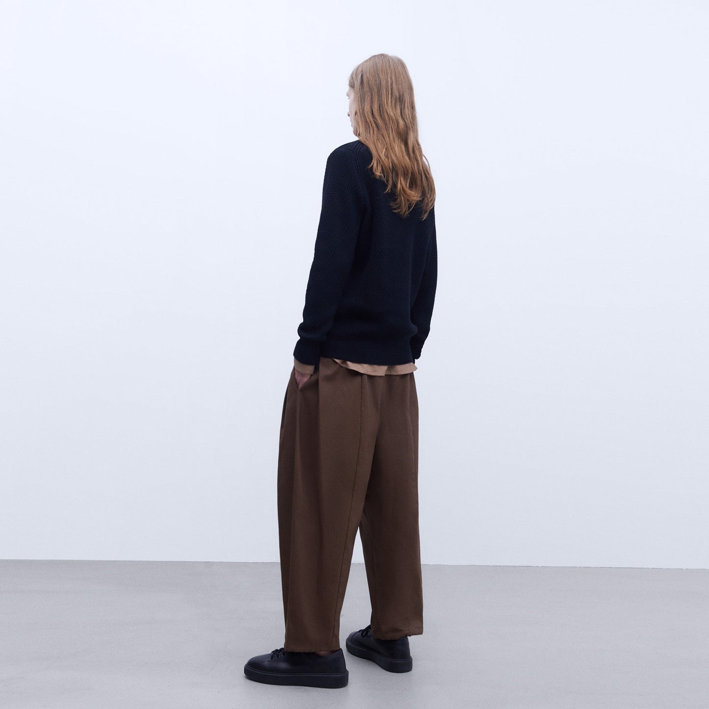 Black Cotton Crew Neck Sweater