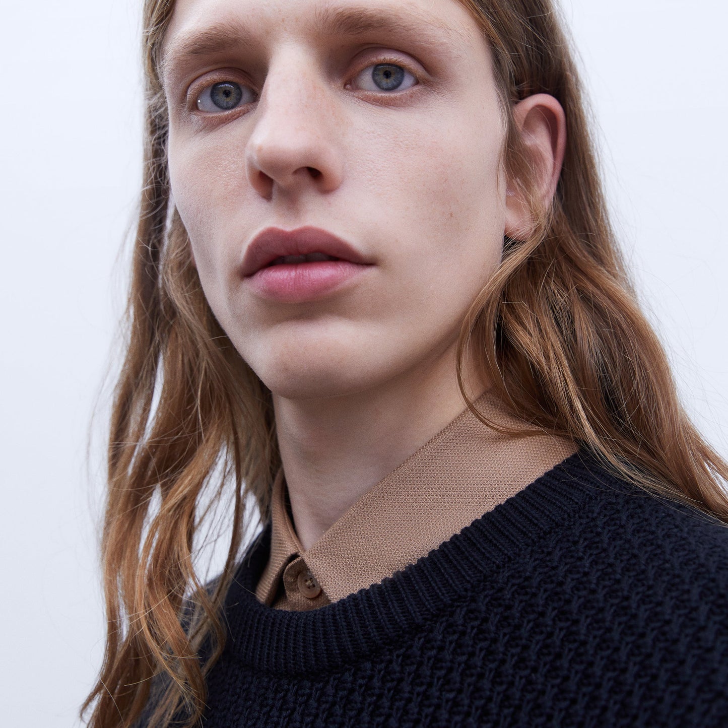 Black Cotton Crew Neck Sweater