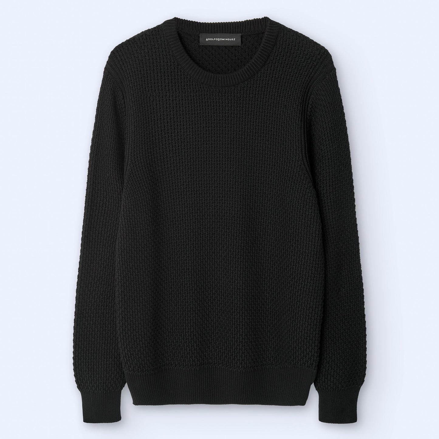 Black Cotton Crew Neck Sweater
