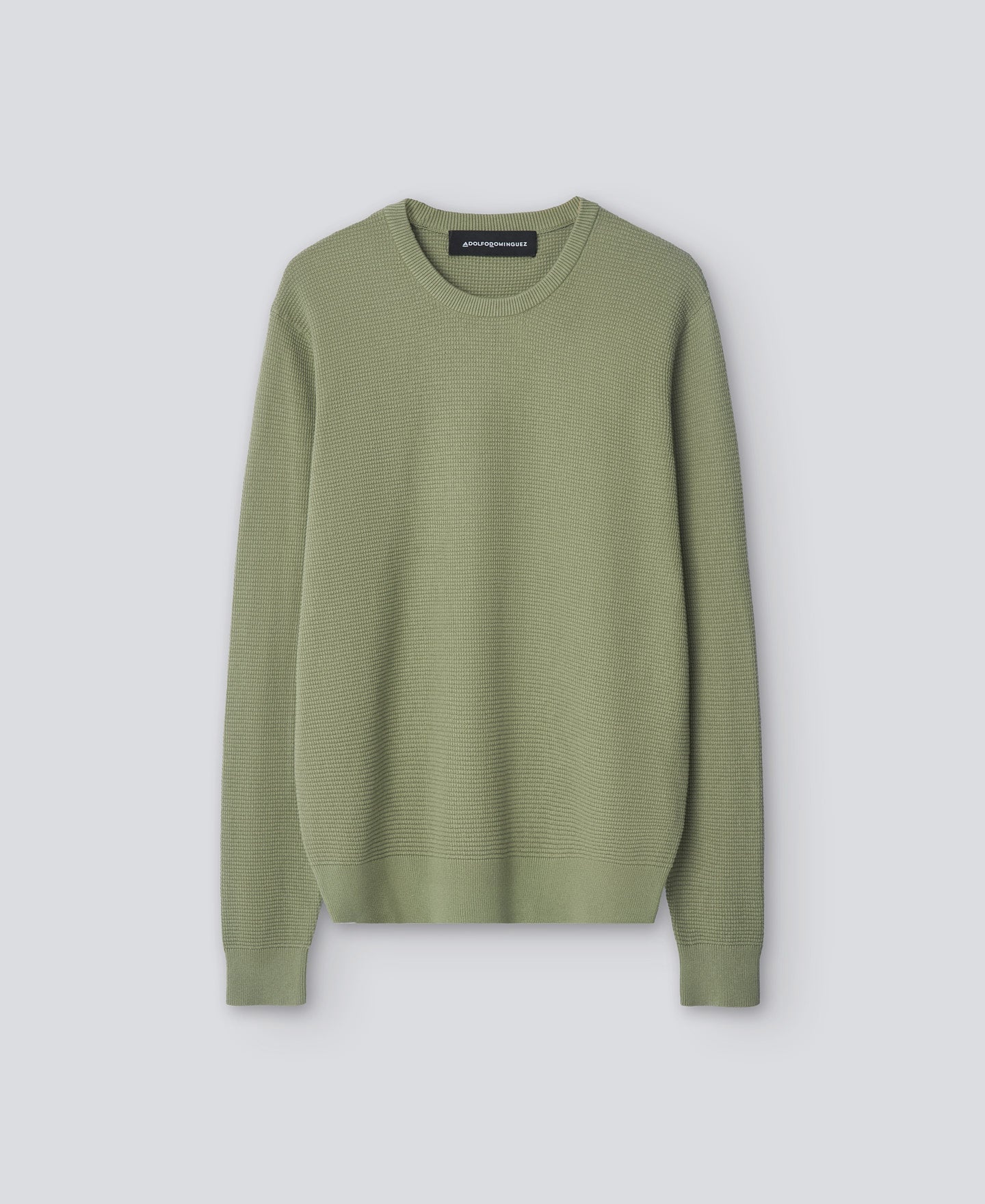 Olive Green Green Cotton Structured Sweater