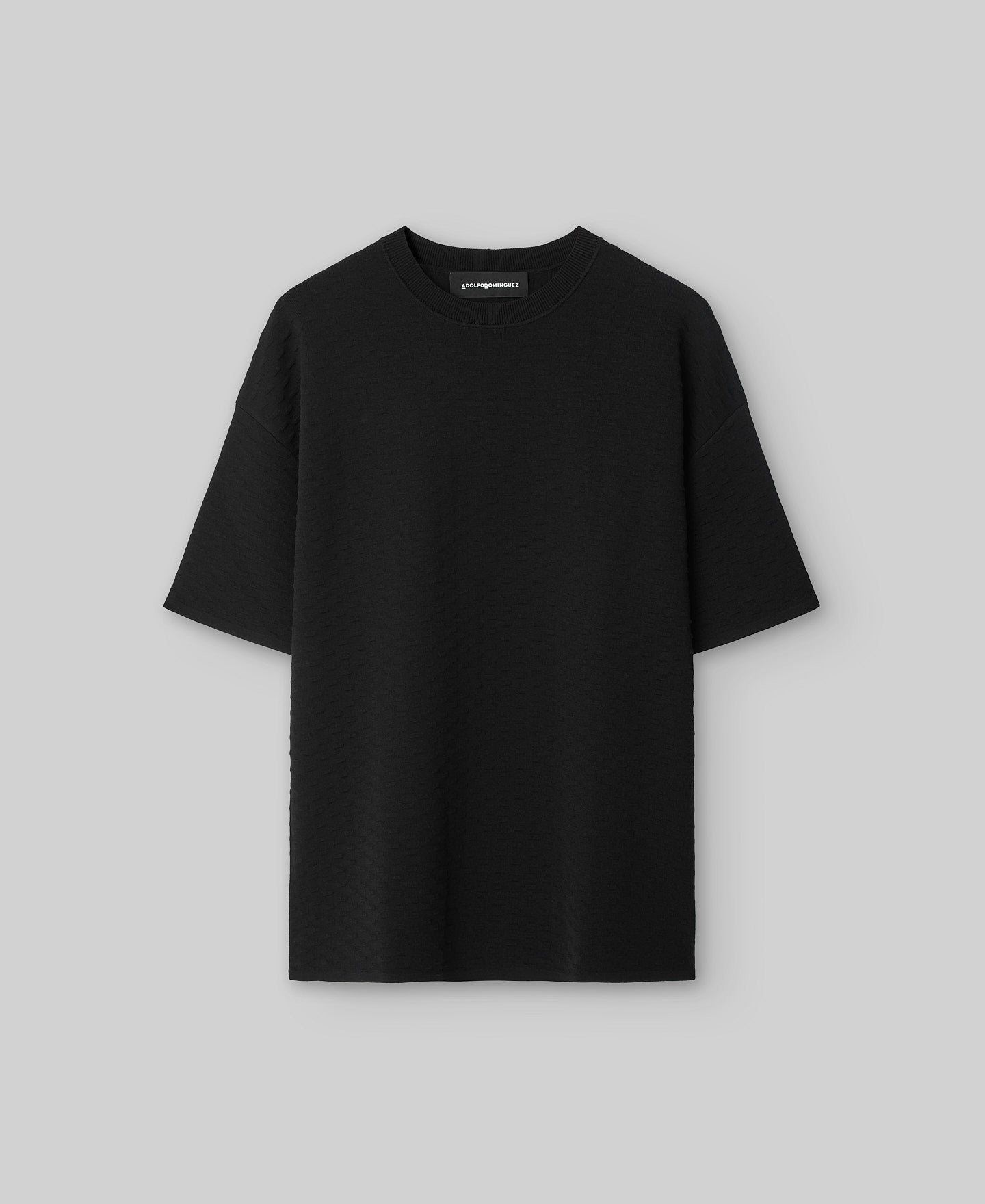 Structure knit sweater man in black