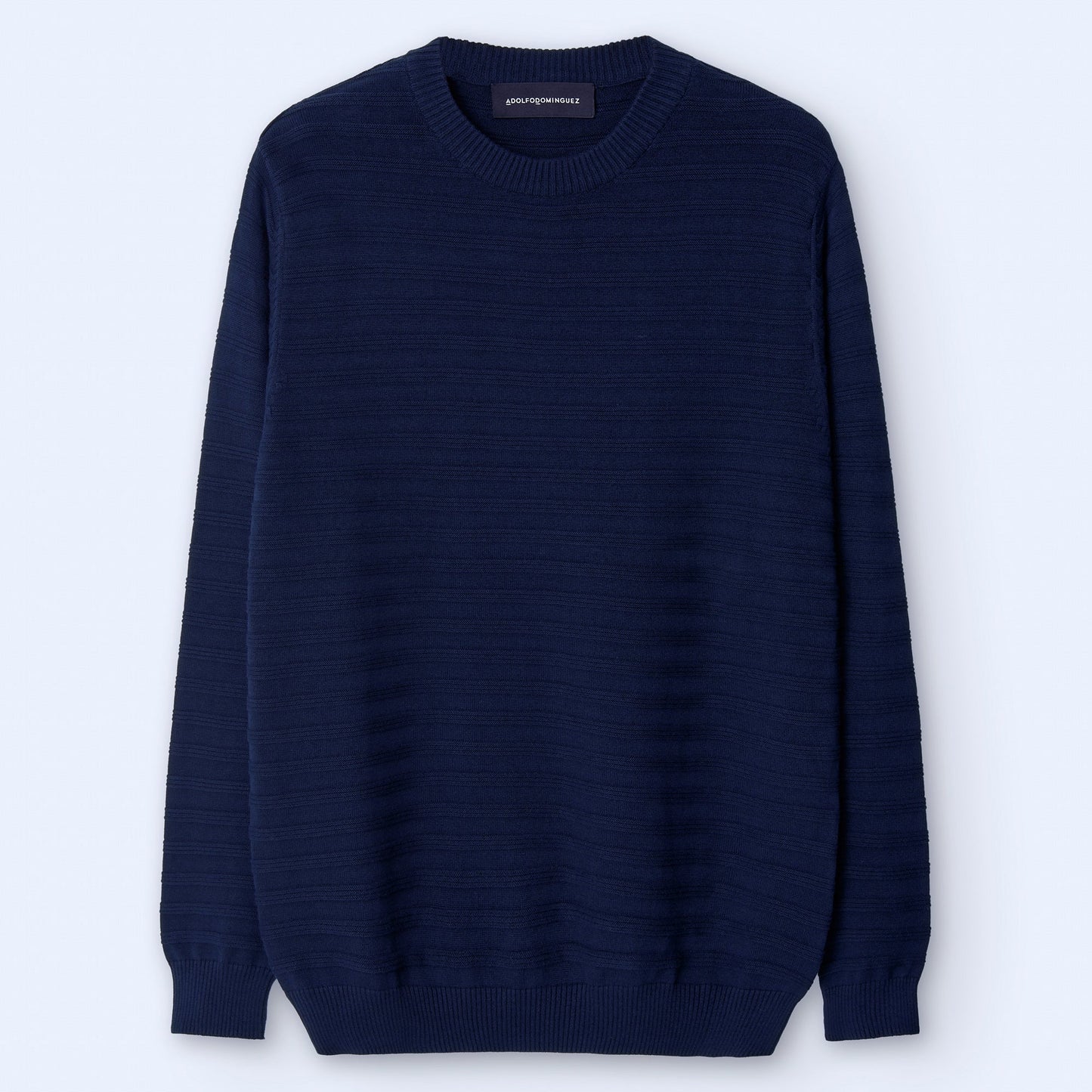 Navy Blue Striped Crew Neck Sweater