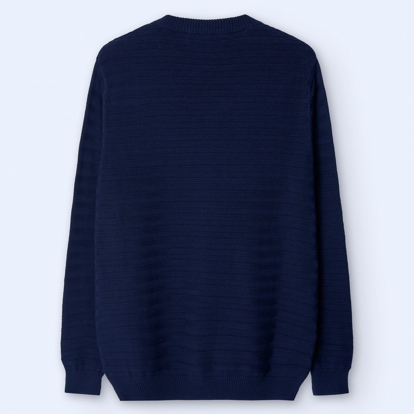 Navy Blue Striped Crew Neck Sweater