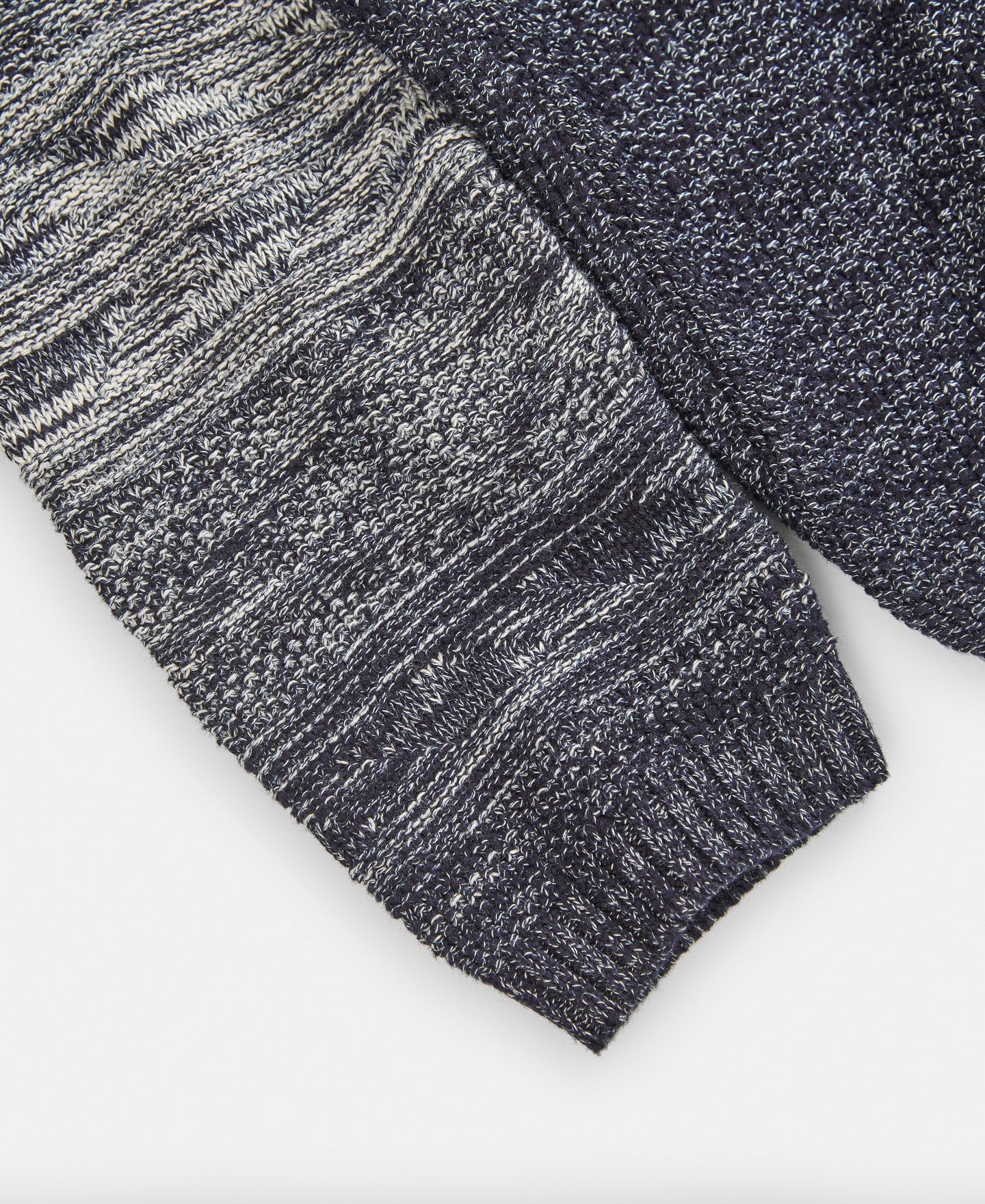 Blue Combined Cotton Crew Neck Sweater