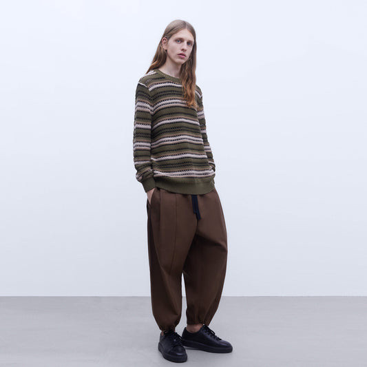 Brown Stripe Crew Neck Sweater