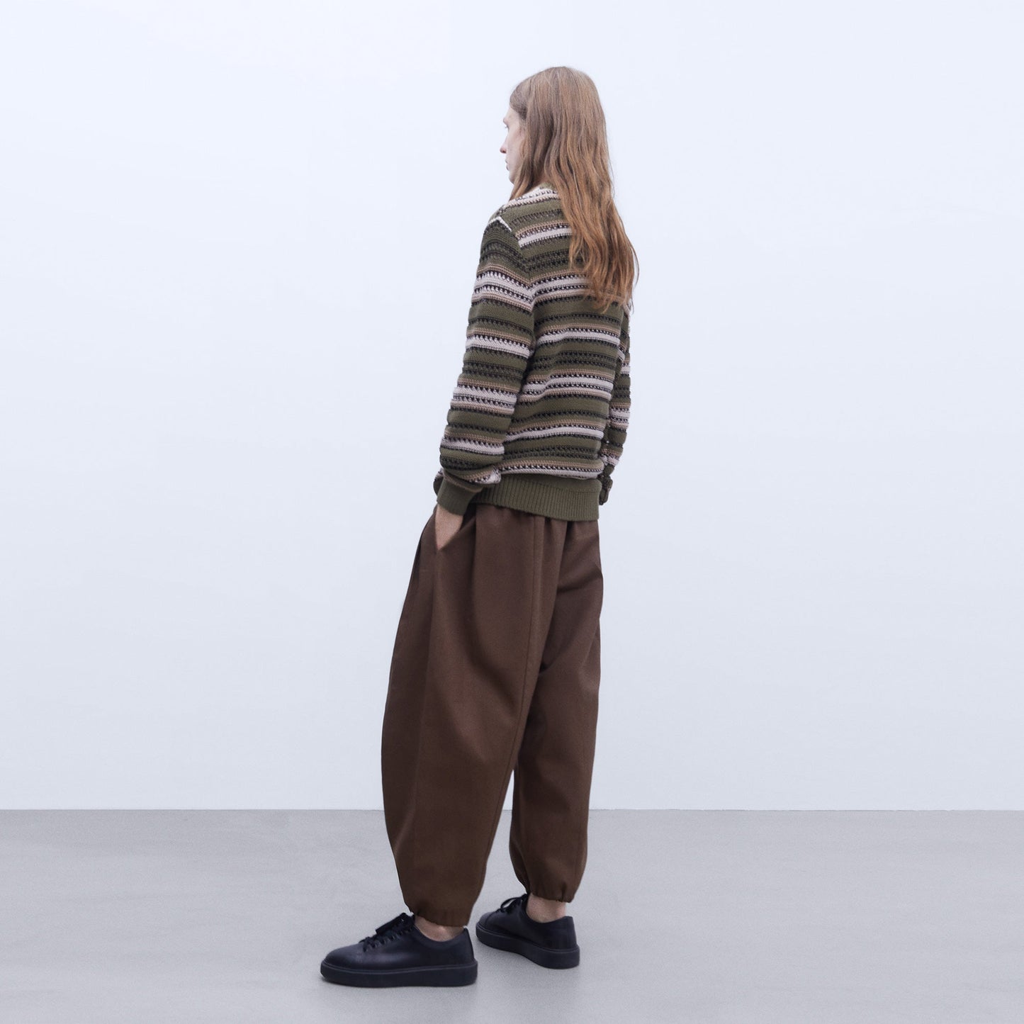 Brown Stripe Crew Neck Sweater