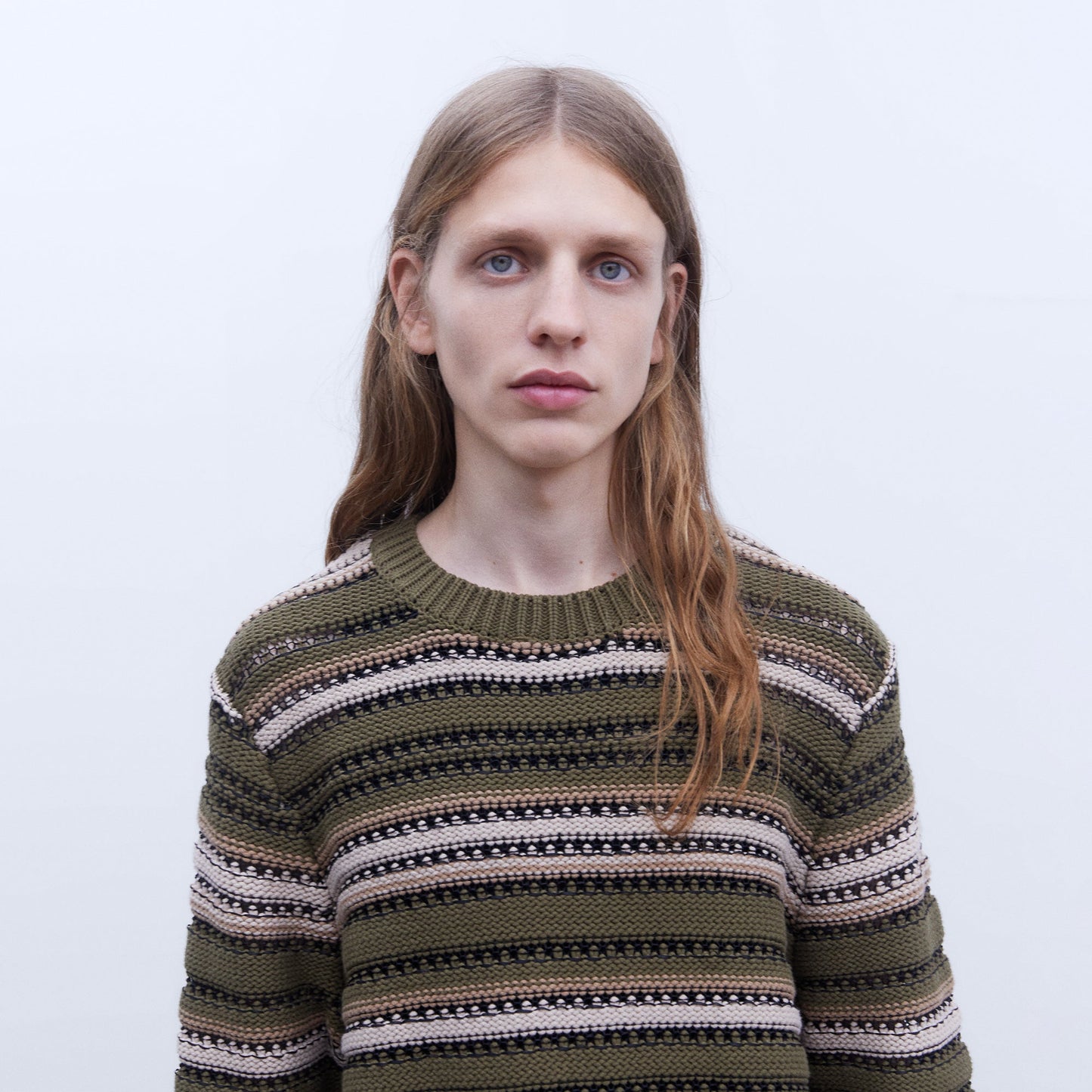 Brown Stripe Crew Neck Sweater