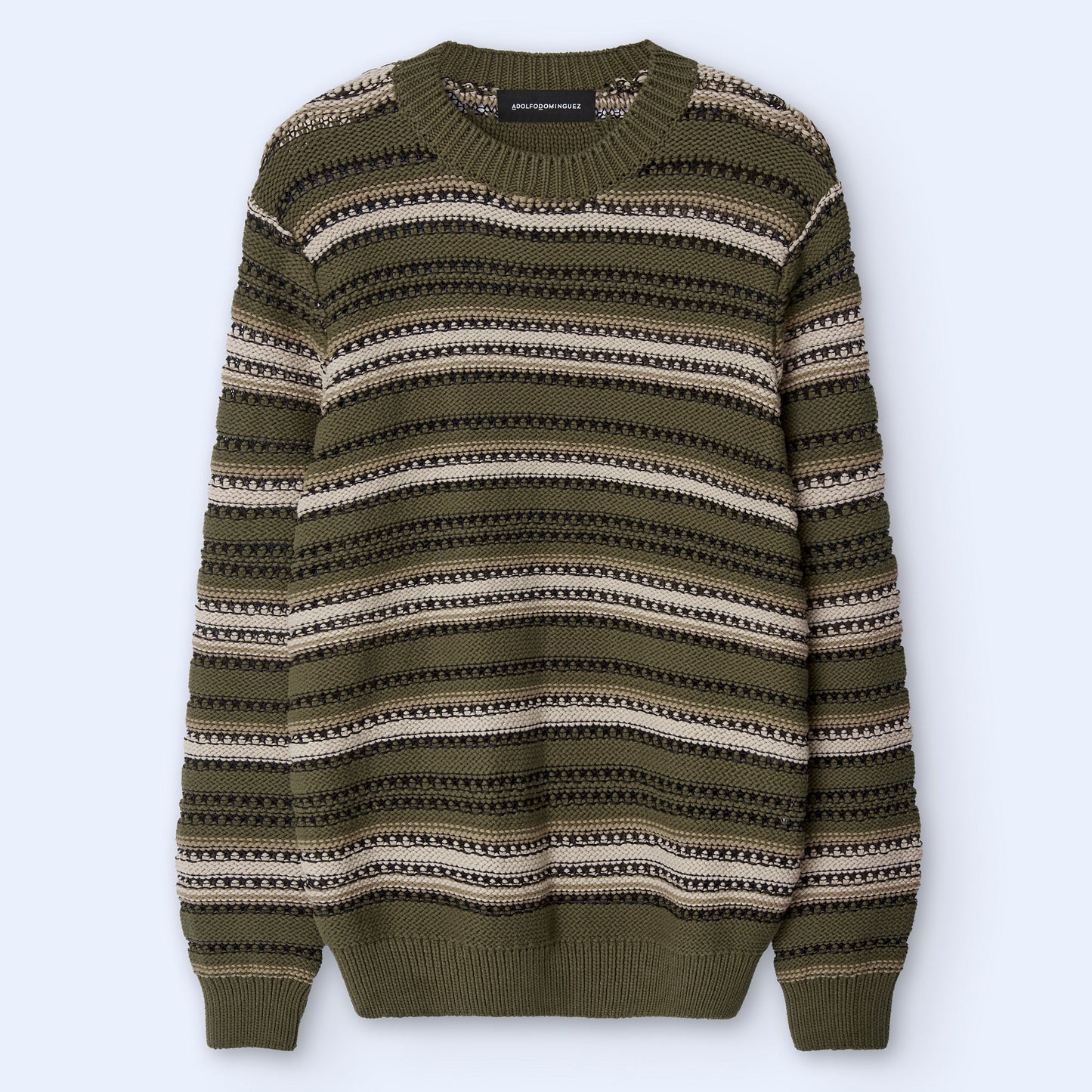 Brown Stripe Crew Neck Sweater
