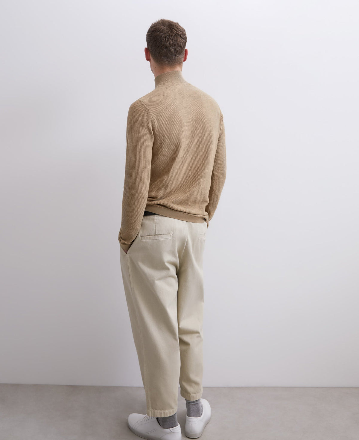 Sand Cotton Perkins Collar Sweater