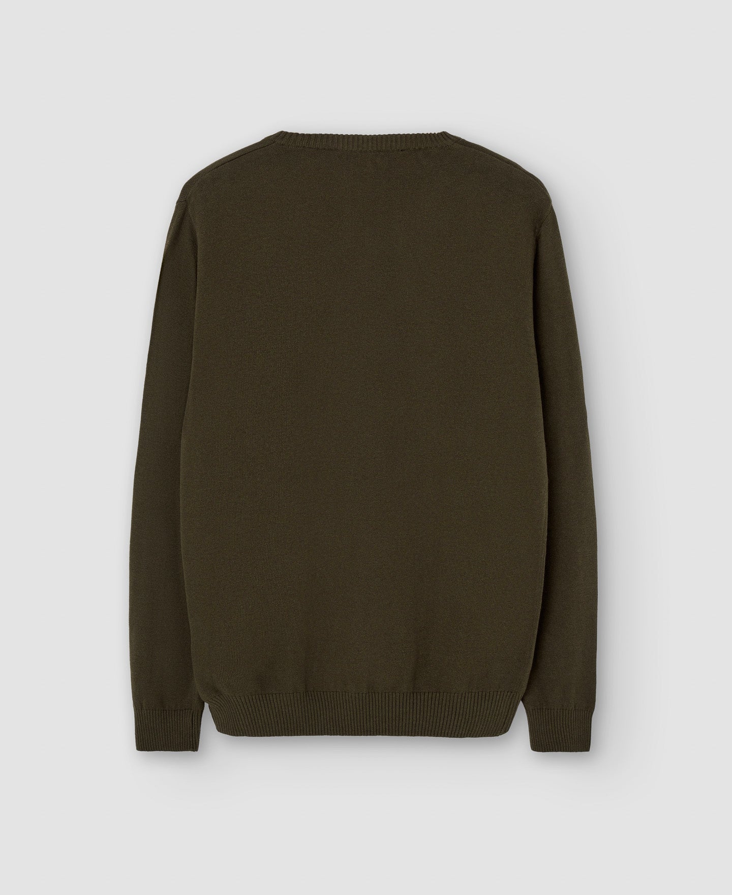 Khaki Cotton And Wool V-Neck Sweater