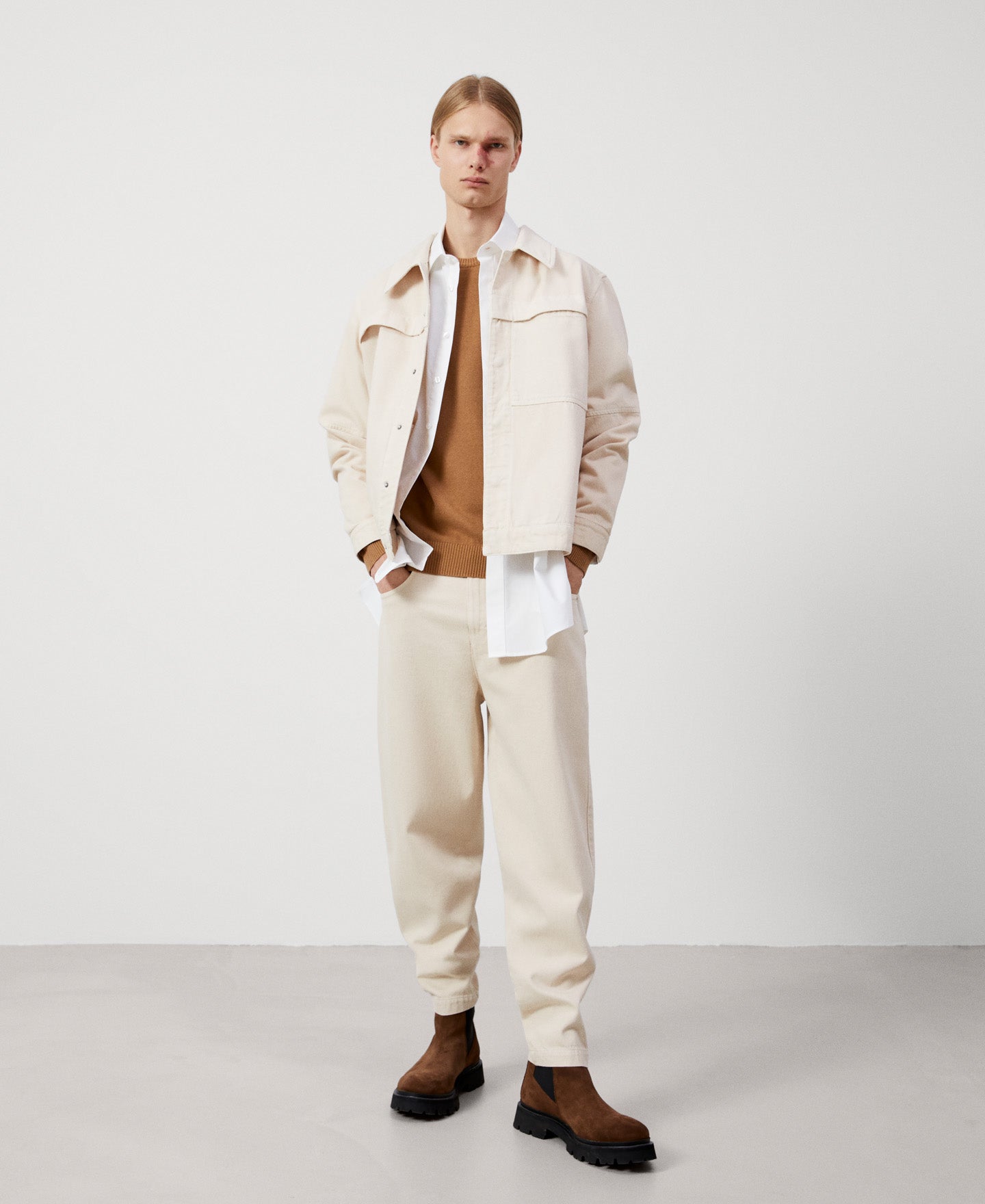 Camel Cotton And Wool Sweater