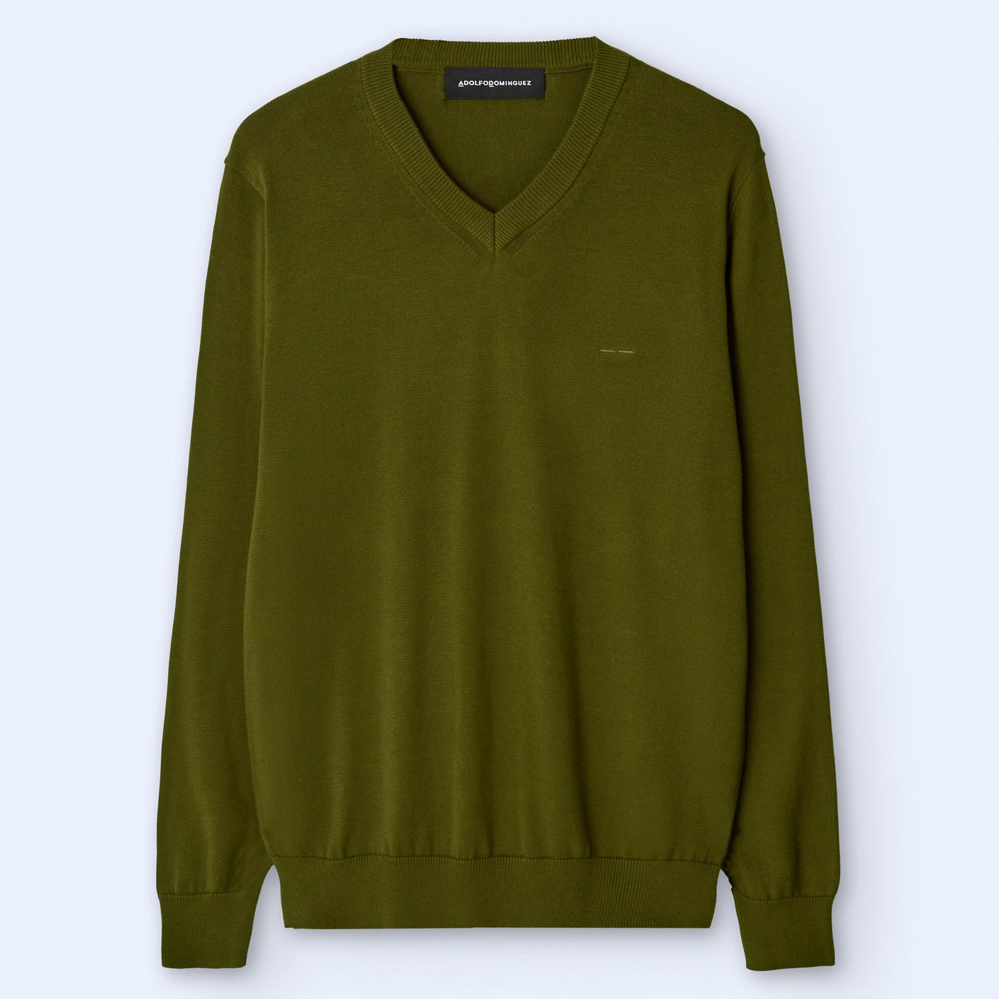 Organic Cotton V-Neck Sweater - Grass Green