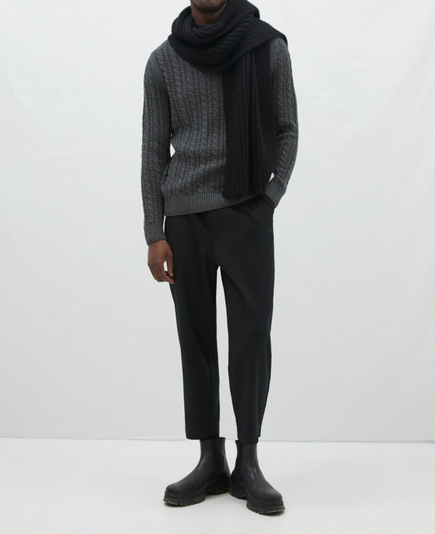 Grey Cotton And Wool Eights Sweater
