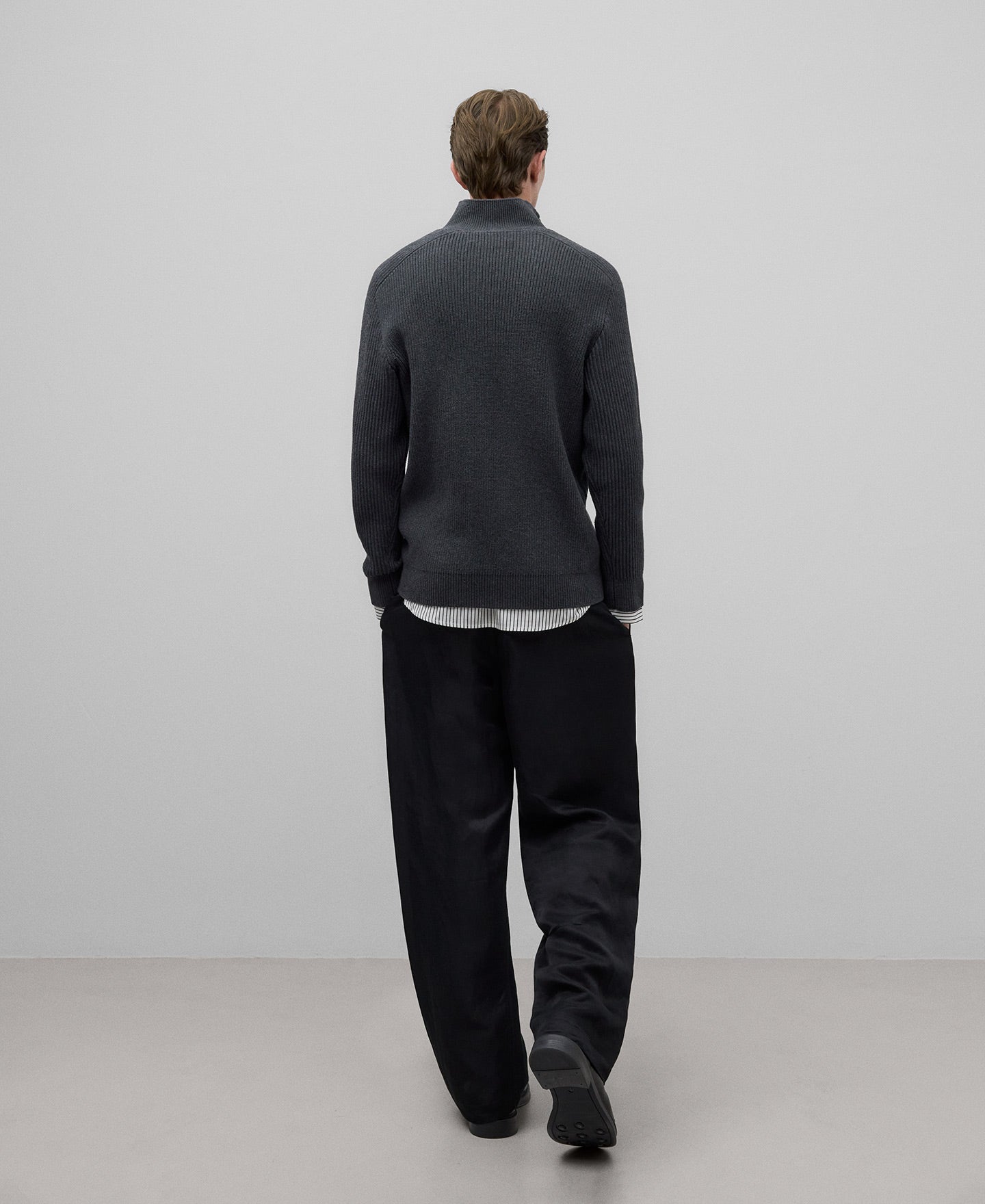 Perkins collar sweater with zipper man in dark grey