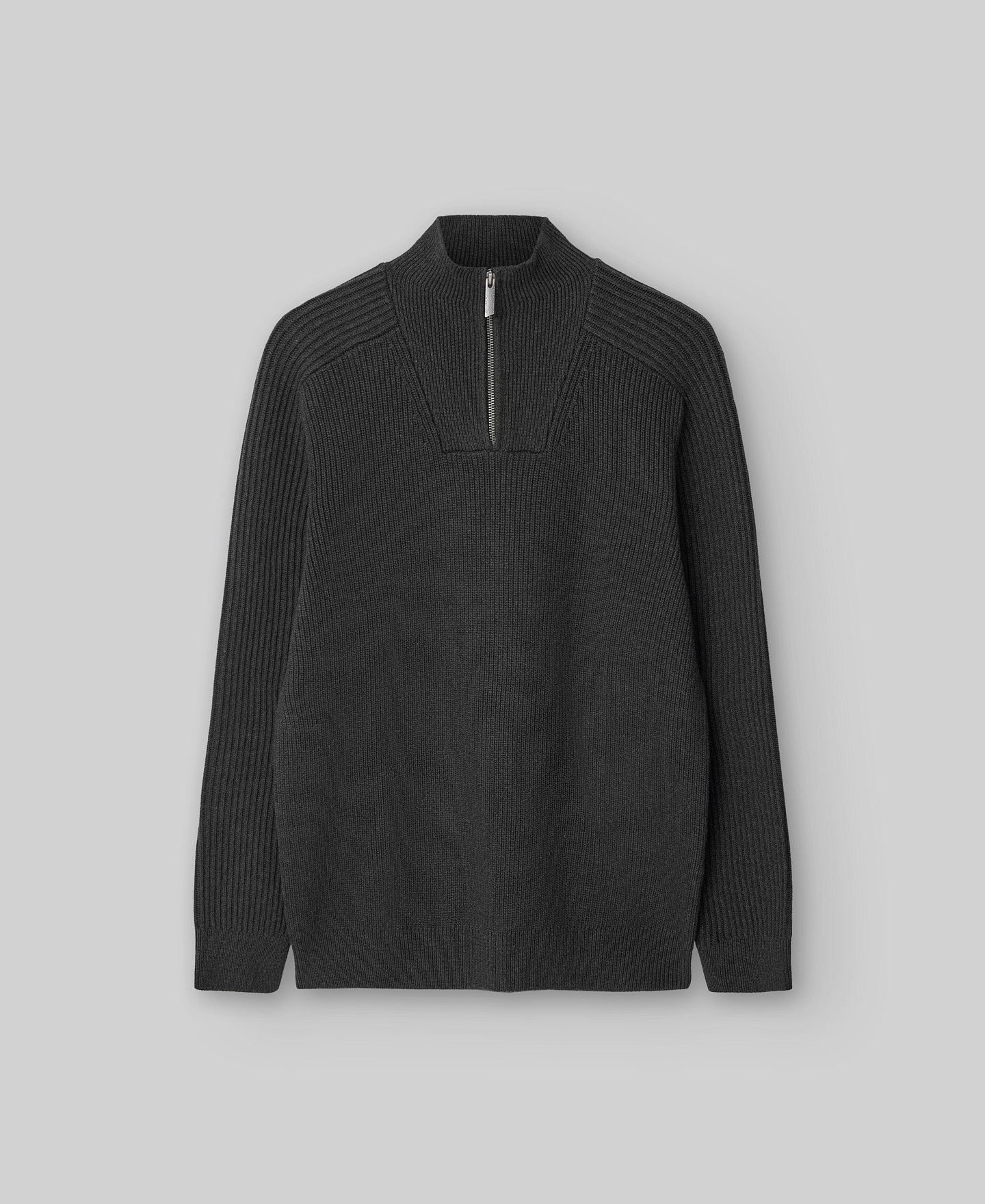 Perkins collar sweater with zipper man in dark grey