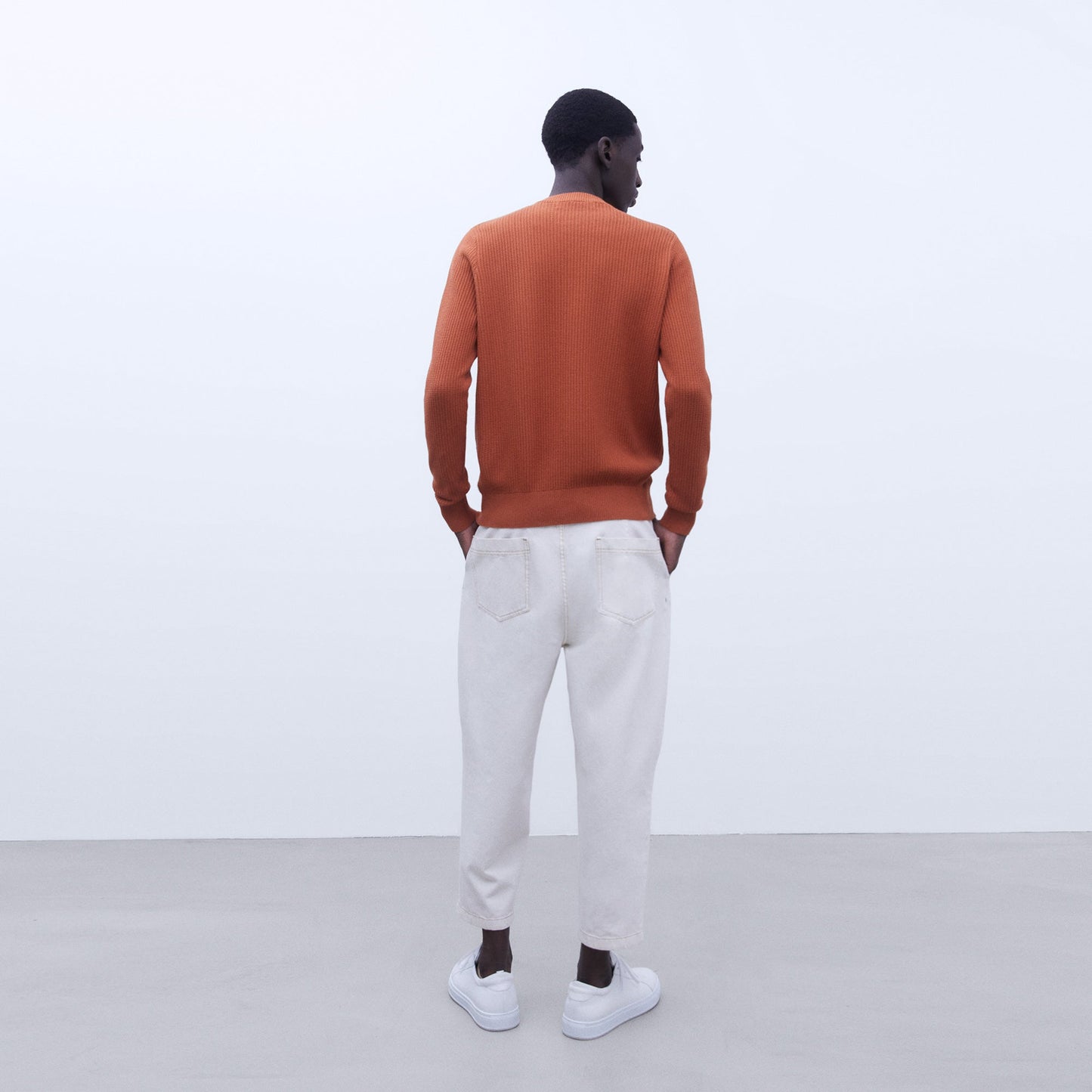 Rust Cotton Crew Neck Sweater