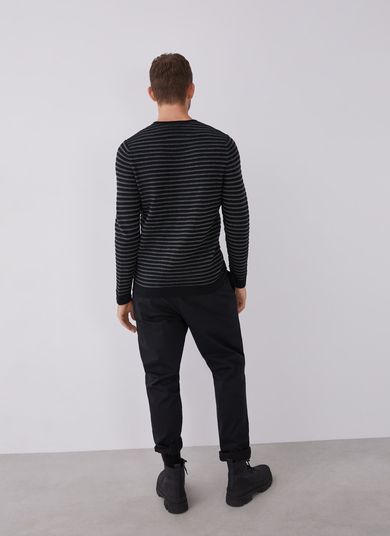 Black Striped Cotton Sweater