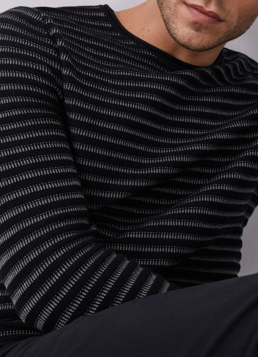 Black Striped Cotton Sweater