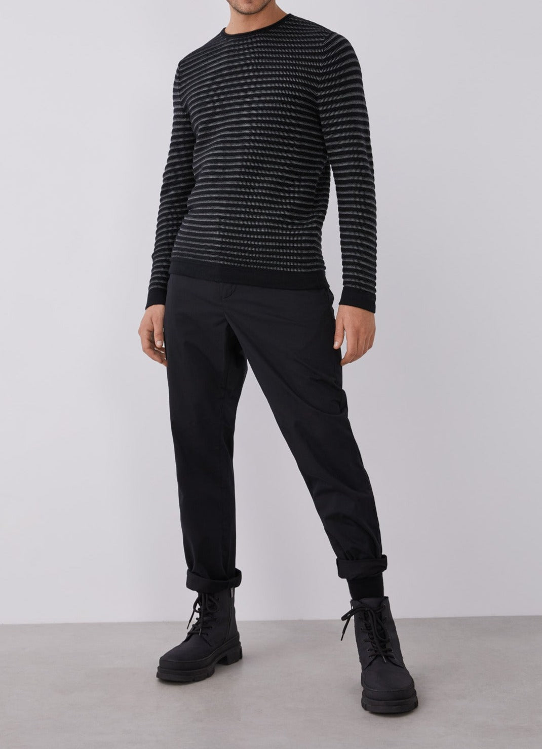 Black Striped Cotton Sweater