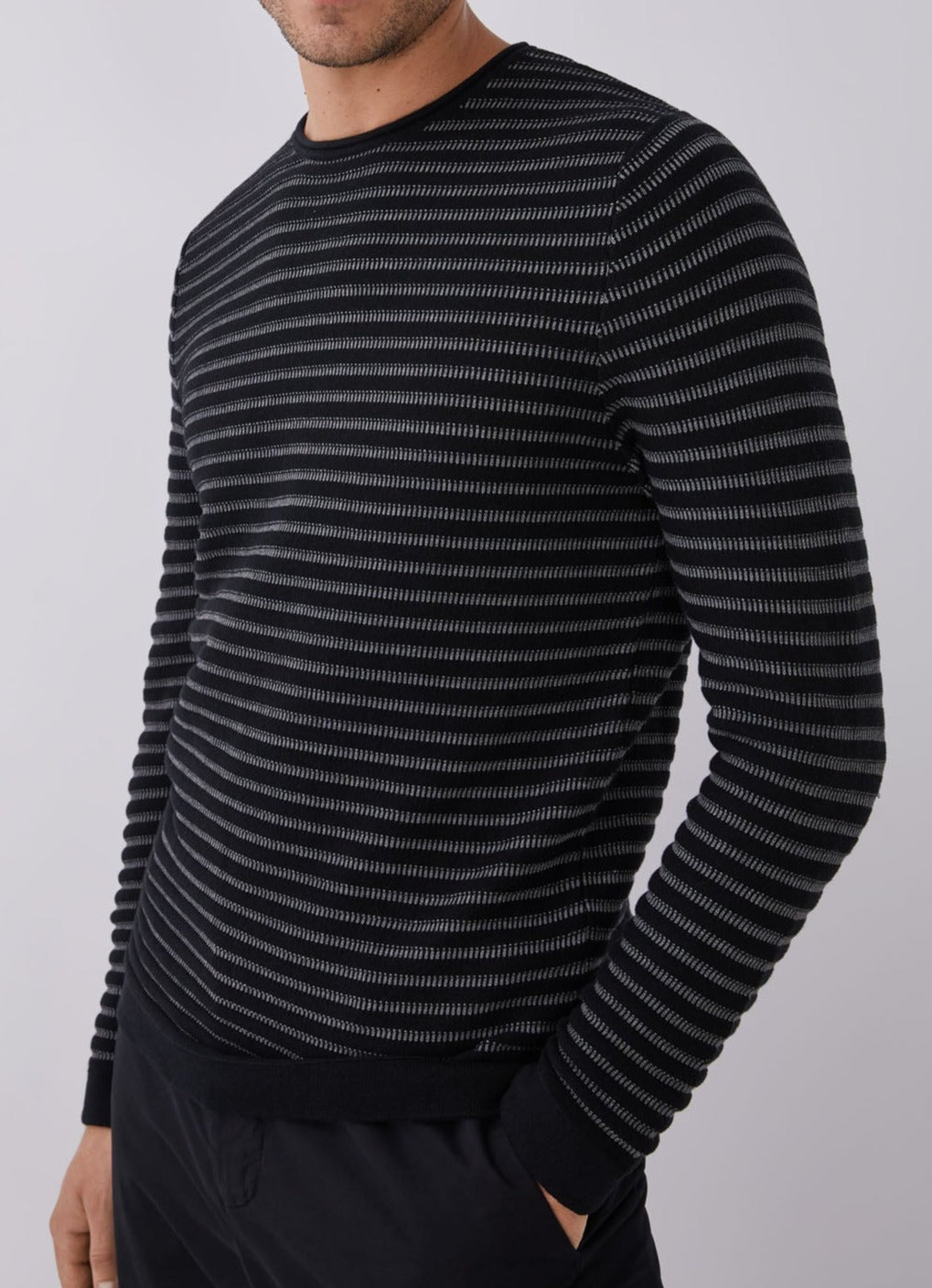 Black Striped Cotton Sweater